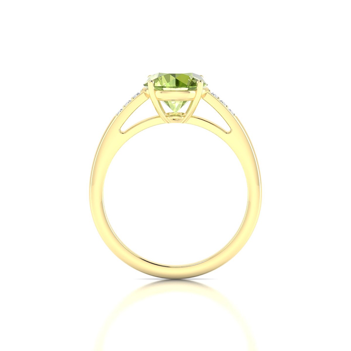 Exquisite | 18k Yellow Gold 8 mm Round Peridot Ring