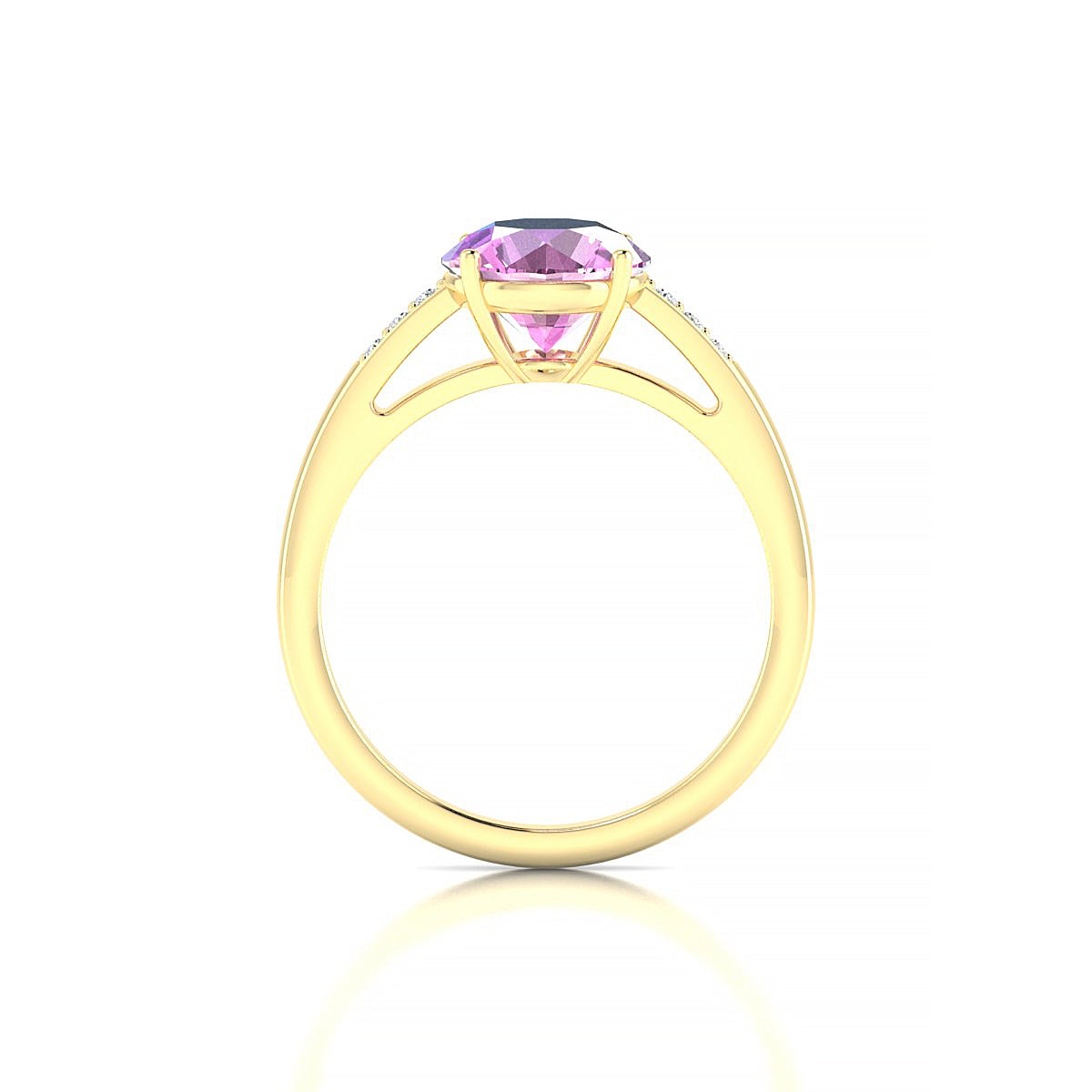 Exquisite | 18k Yellow Gold 8 mm Round Pink Sapphire Ring