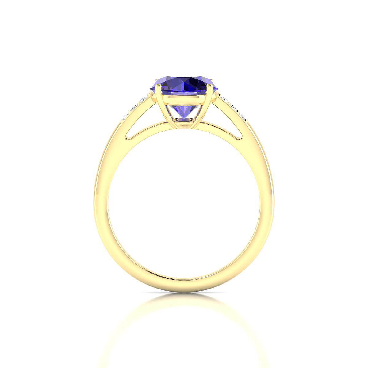 Exquisite | 18k Yellow Gold 8 mm Round Tanzanite Ring