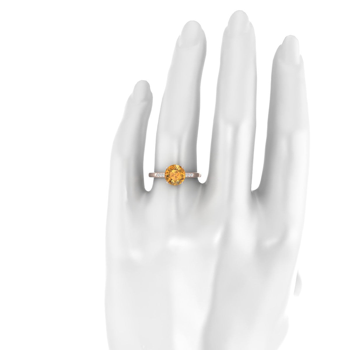 Exquisite | 18k Rose Gold 8 mm Round Citrine Ring