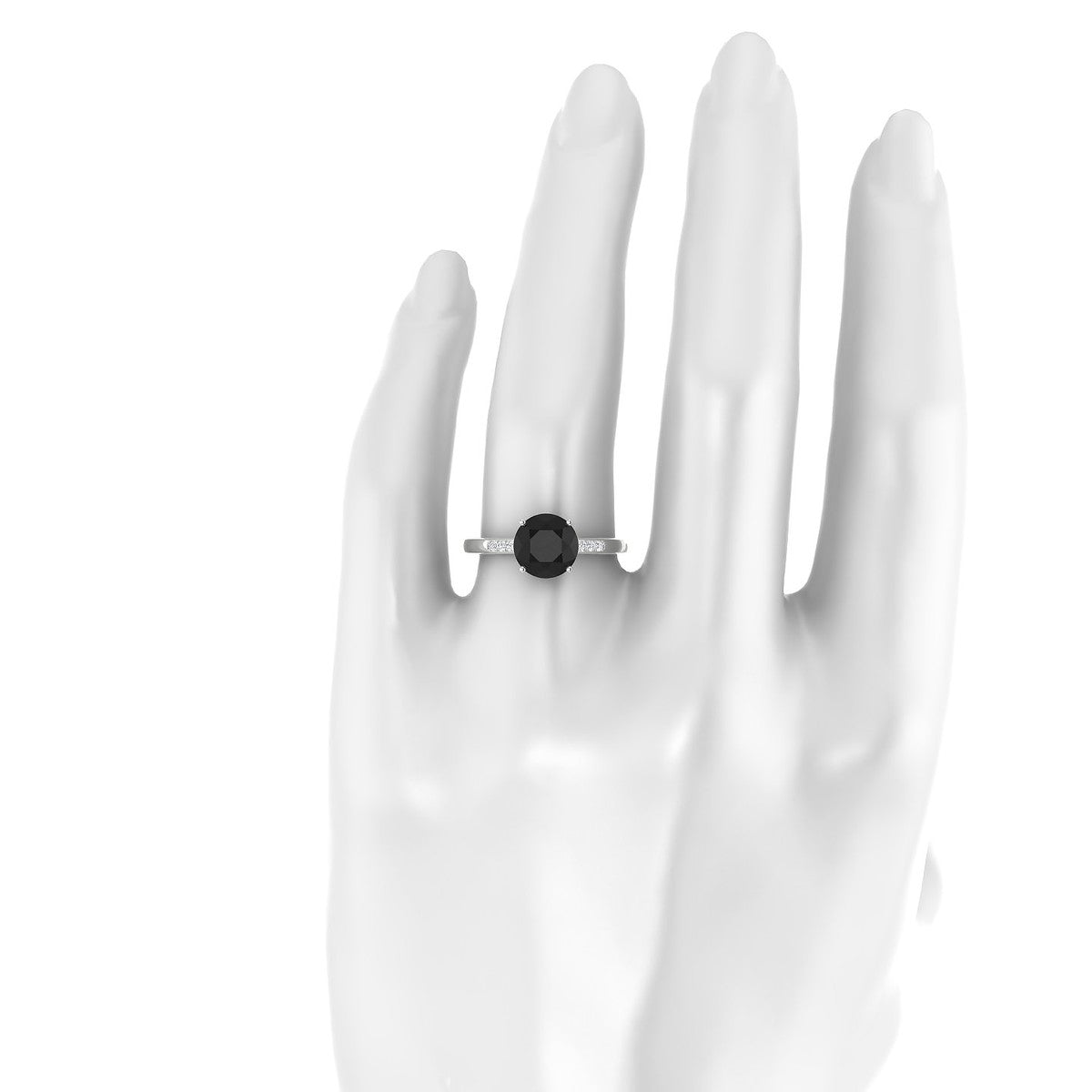 Exquisite | 18k White Gold 8 mm Round Black Diamond Ring