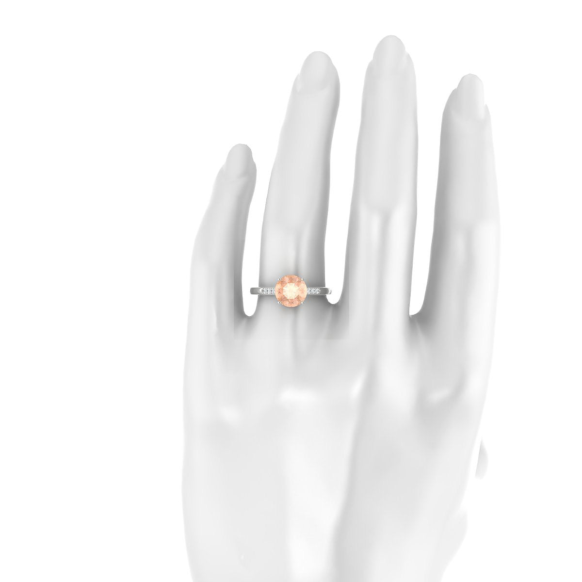 Exquisite | 18k White Gold 8 mm Round Morganite Ring