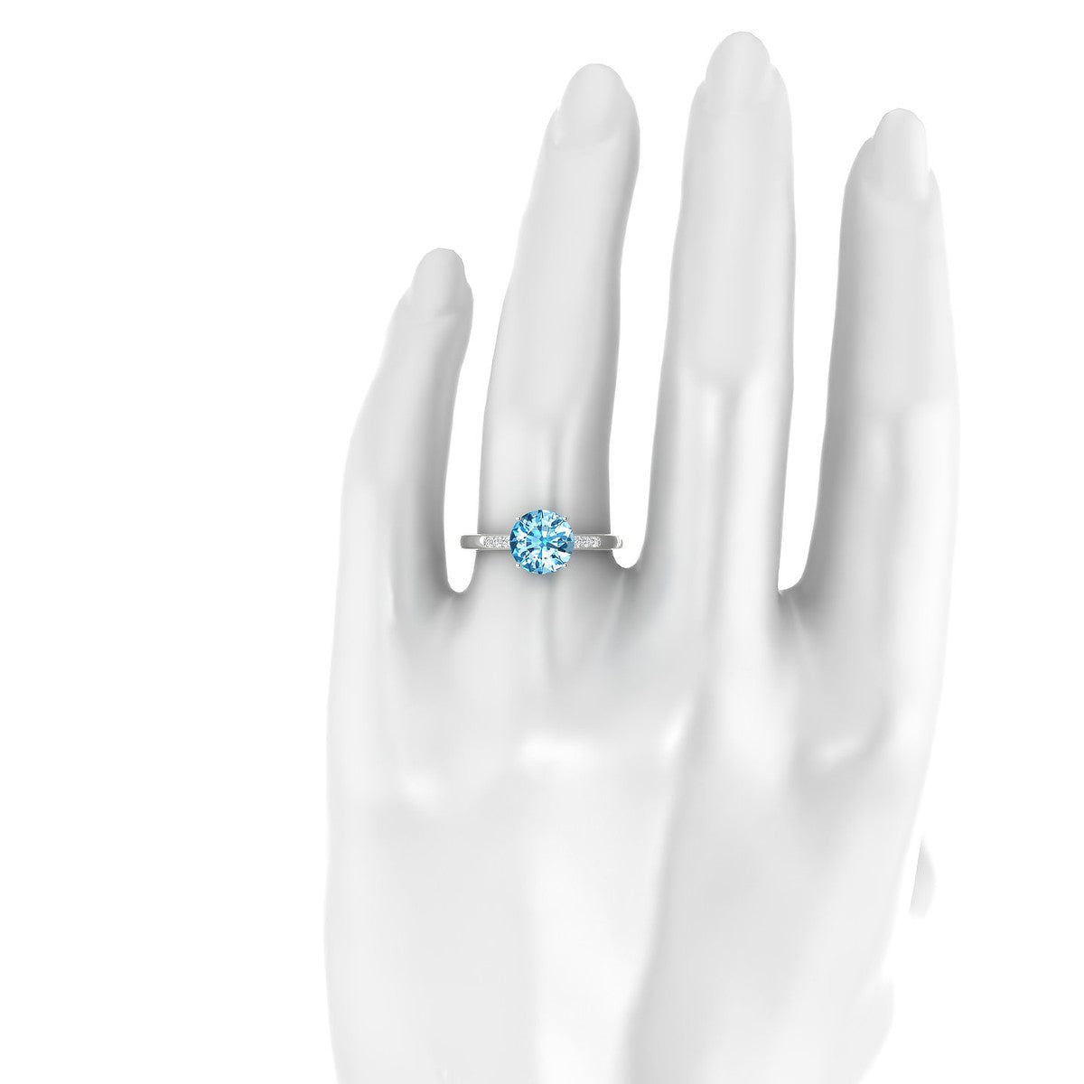 Exquisite | 18k White Gold 8 mm Round Topaz Ring