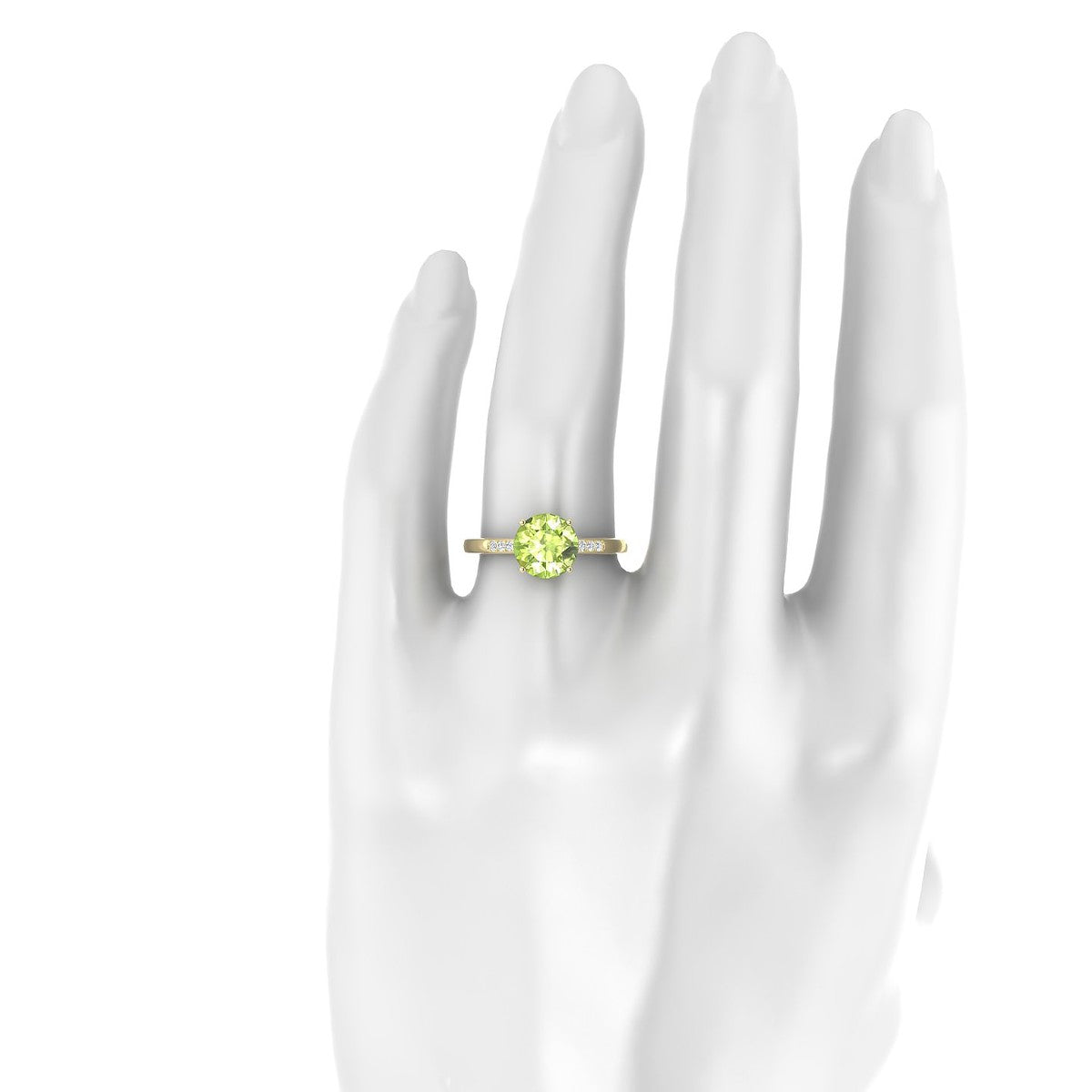 Exquisite | 18k Yellow Gold 8 mm Round Peridot Ring
