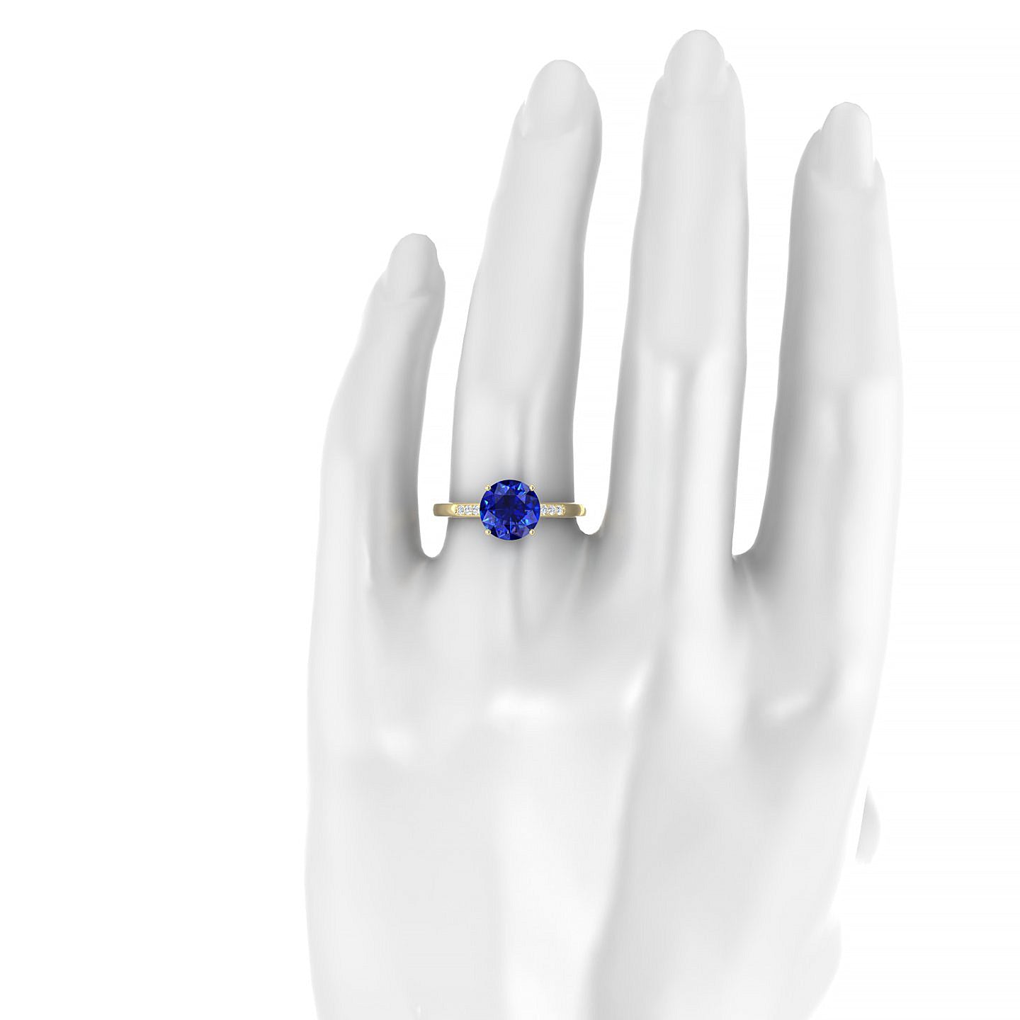 Exquisite | 18k Yellow Gold 8 mm Round Sapphire Ring