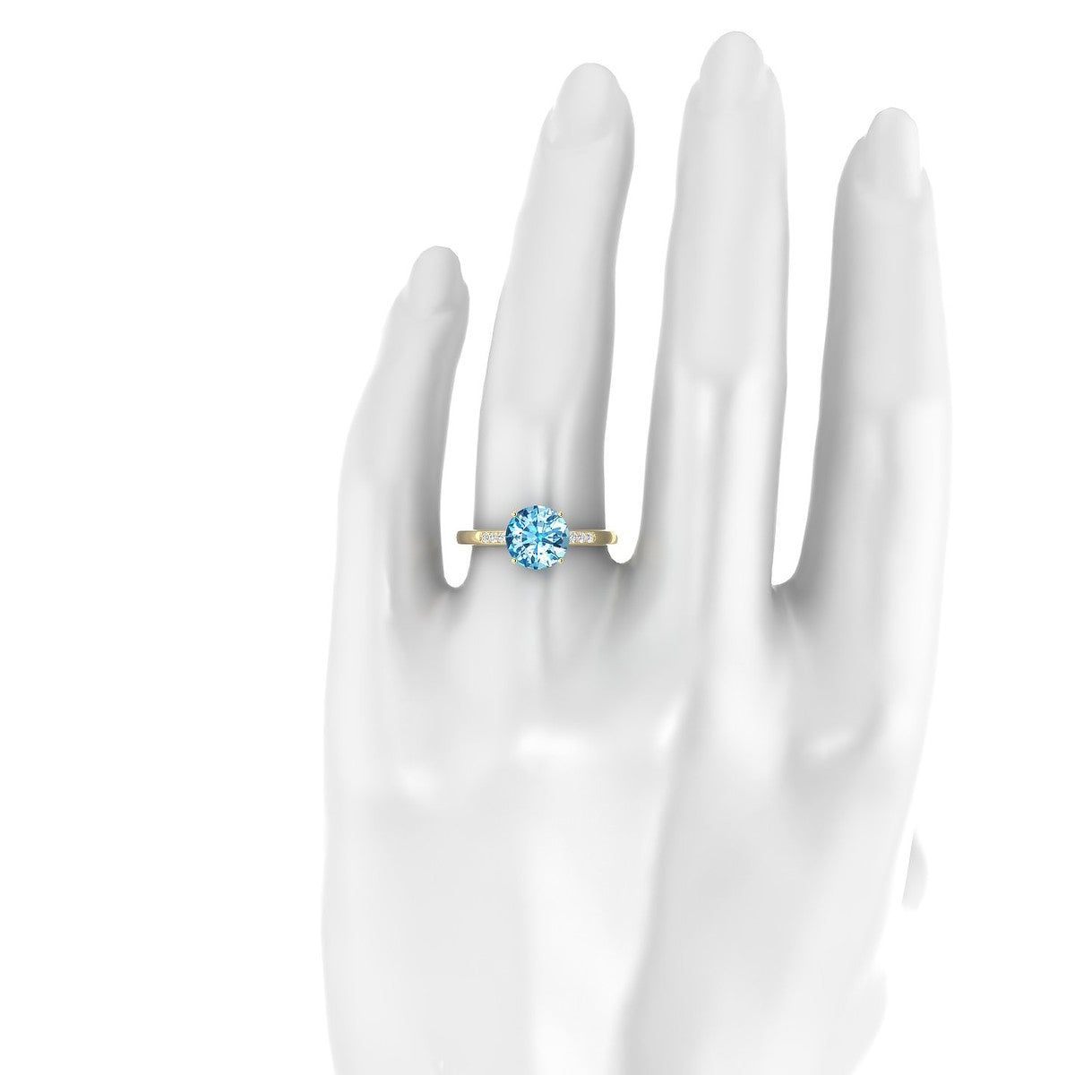 Exquisite | 18k Yellow Gold 8 mm Round Topaz Ring
