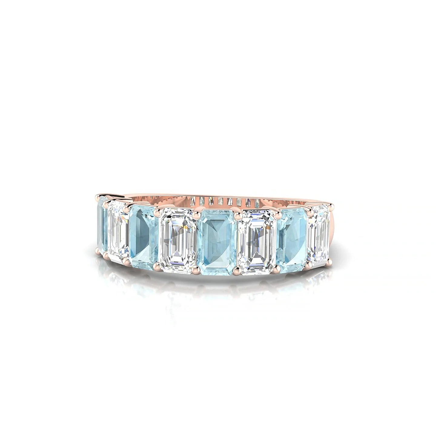 Faith | 18k Rose Gold 5 x 3 mm Emerald Aquamarine & Diamond Ring