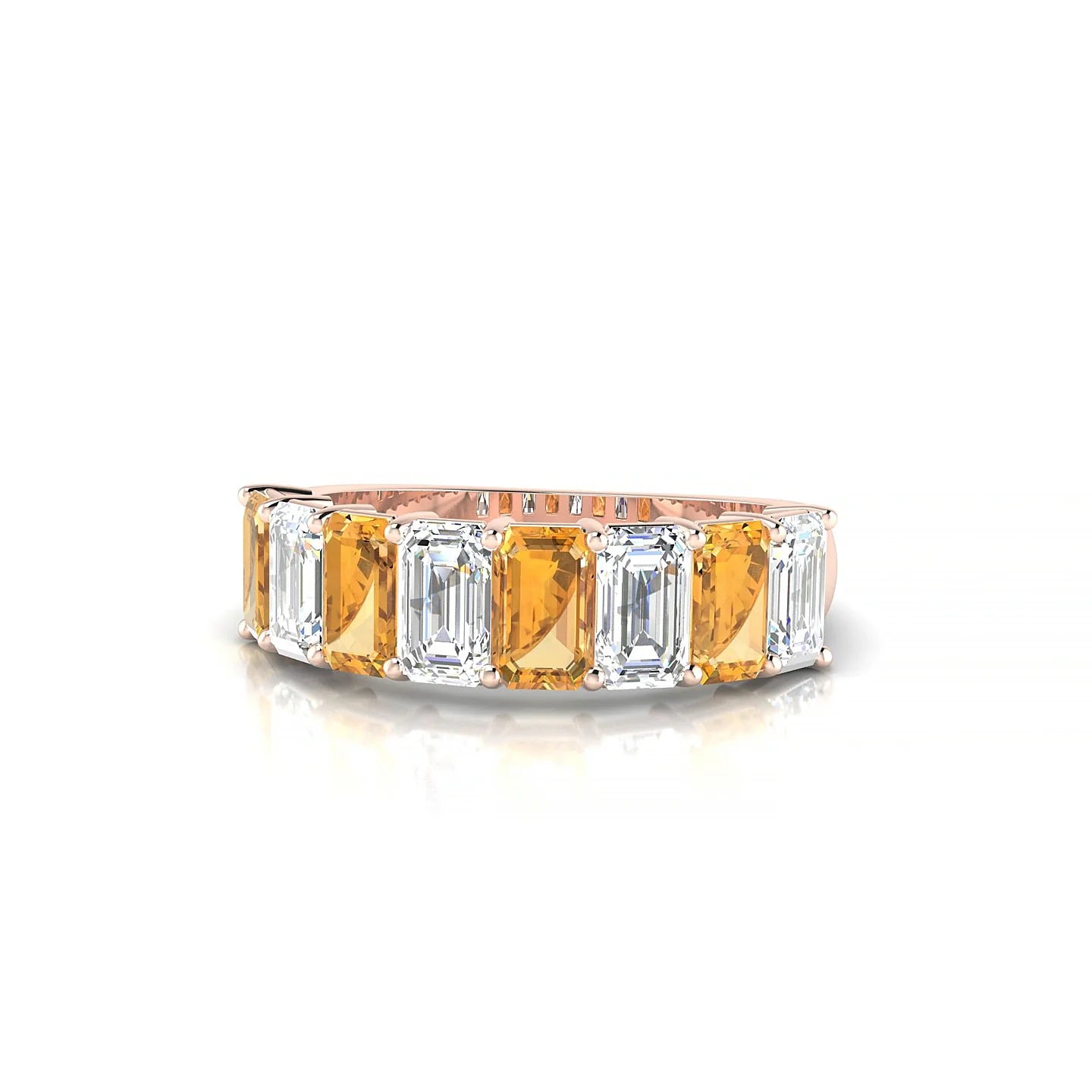 Faith | 18k Rose Gold 5 x 3 mm Emerald Citrine & Diamond Ring