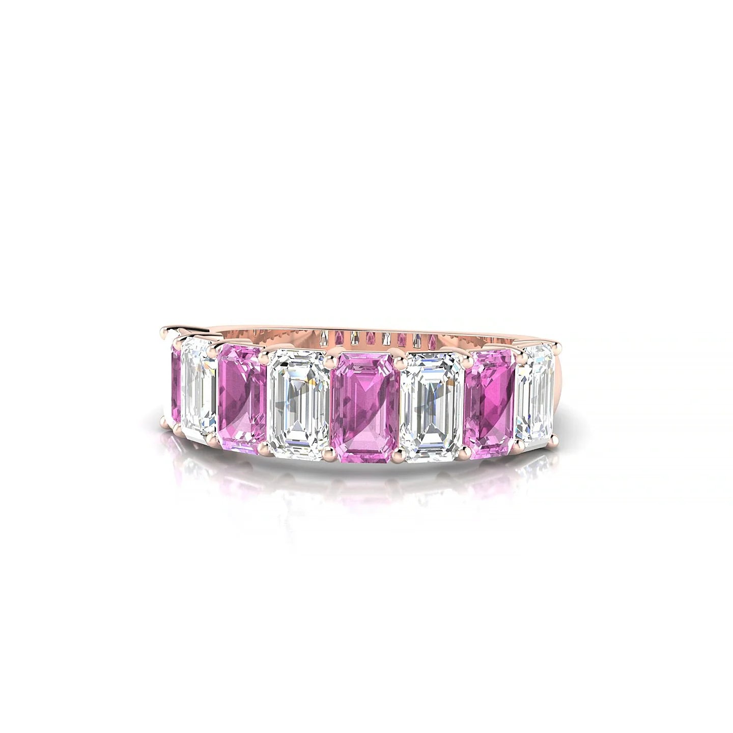 Faith | 18k Rose Gold 5 x 3 mm Emerald Pink Sapphire & Diamond Ring