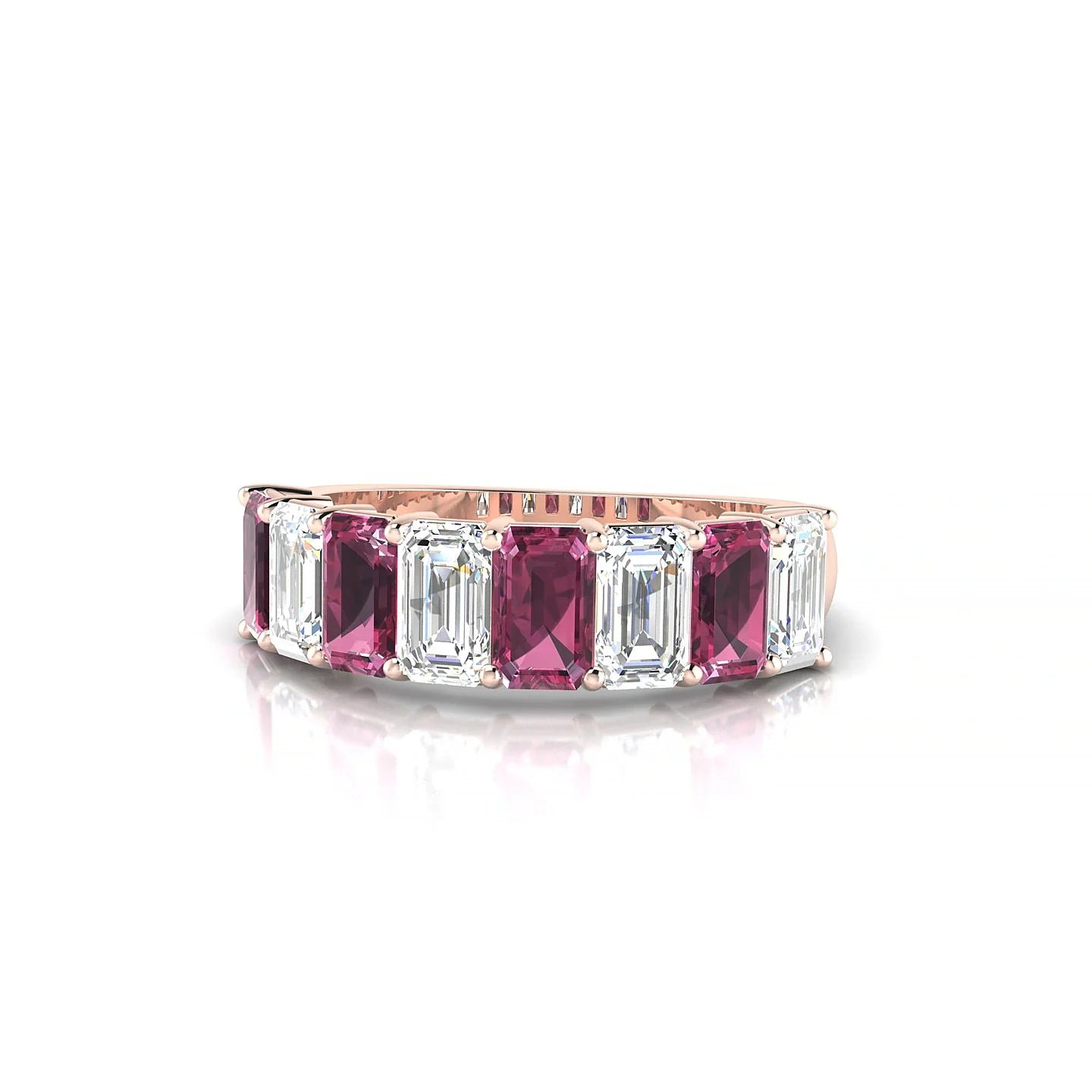 Faith | 18k Rose Gold 5 x 3 mm Emerald Rhodolite & Diamond Ring