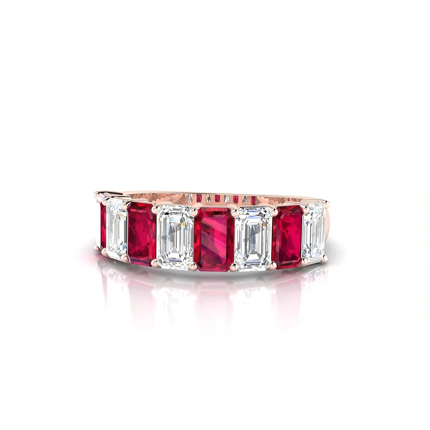 Faith | 18k Rose Gold 5 x 3 mm Emerald Ruby & Diamond Ring