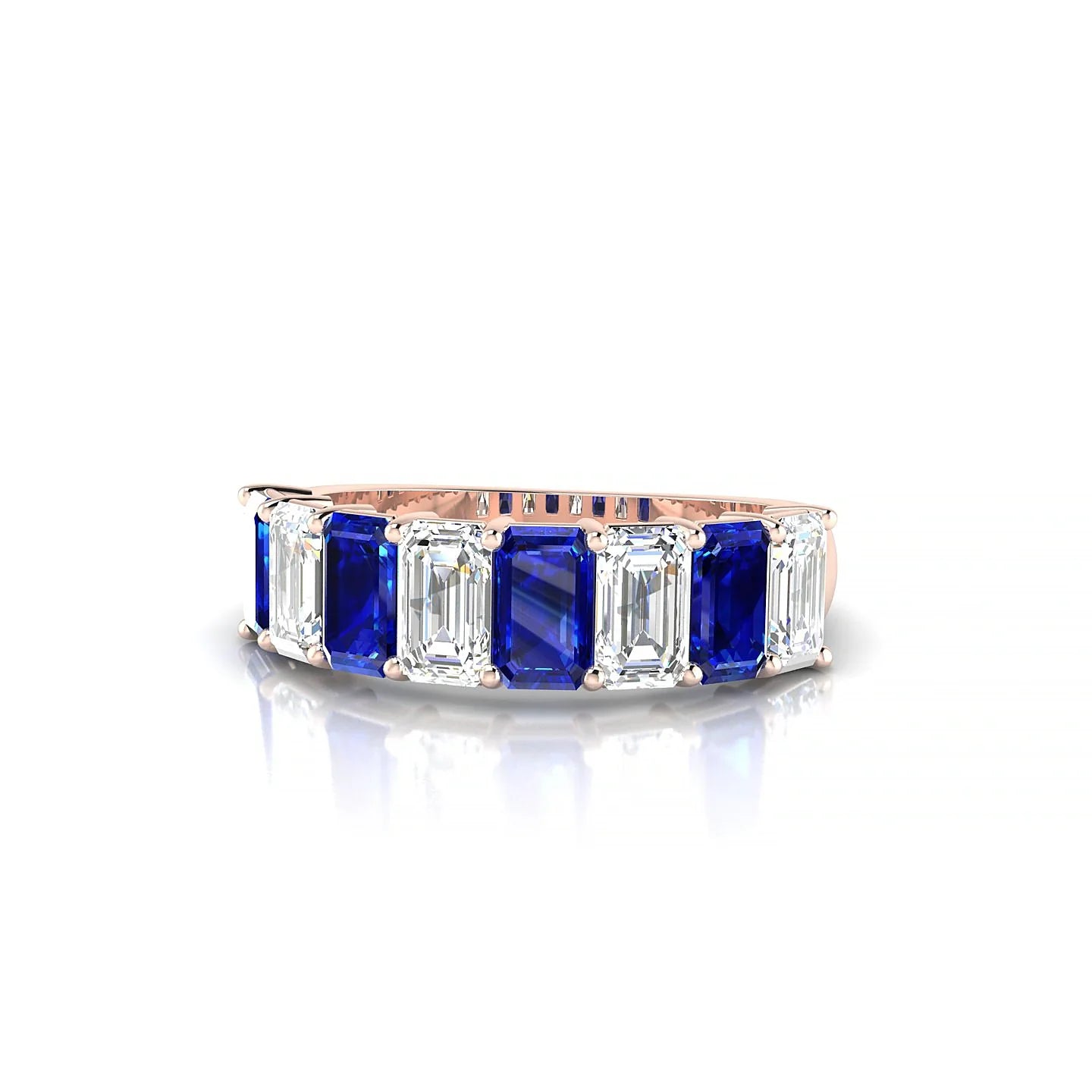Faith | 18k Rose Gold 5 x 3 mm Emerald Sapphire & Diamond Ring