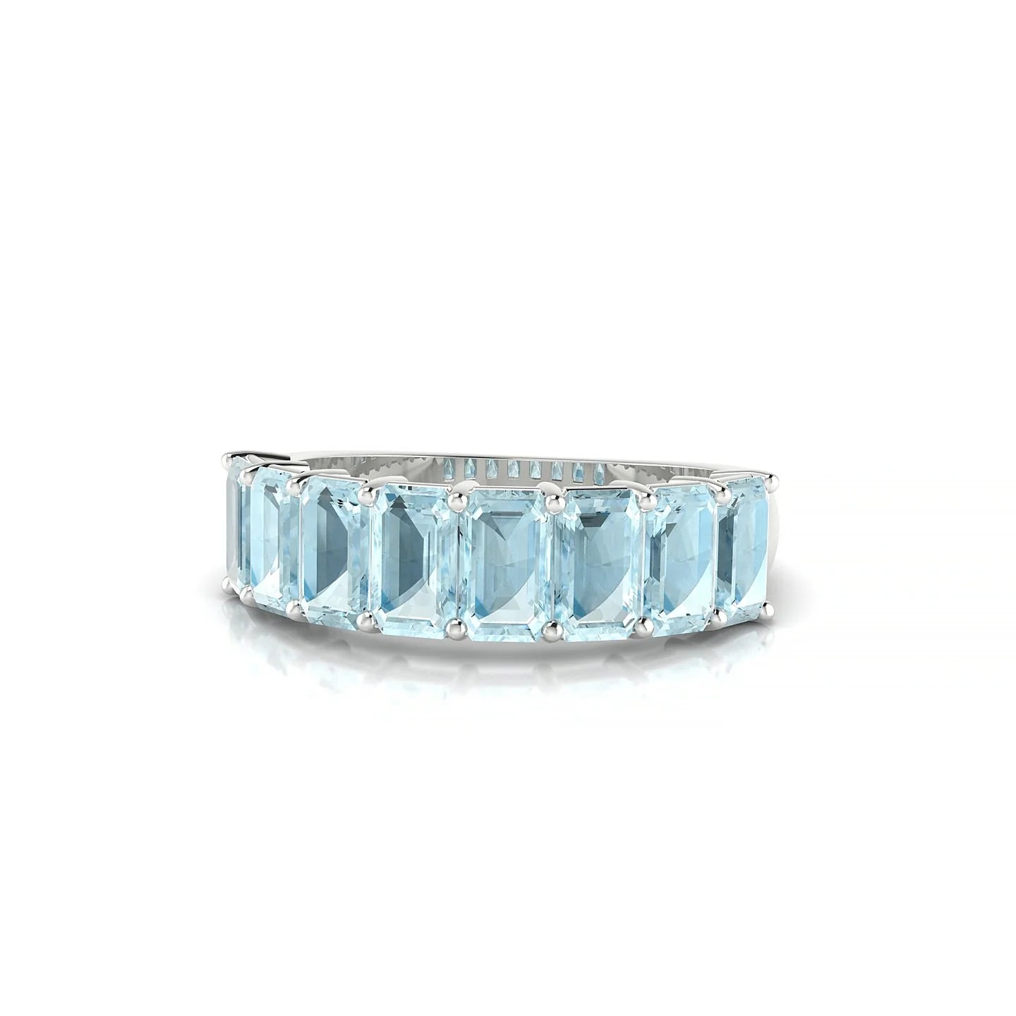 Faith | 18k White Gold 5 x 3 mm Emerald Aquamarine Ring