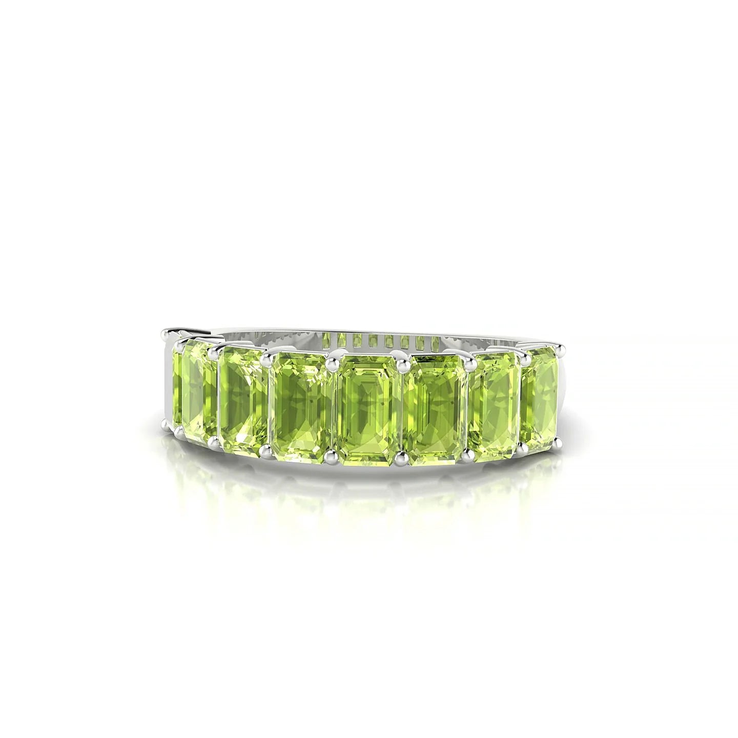 Faith | 18k White Gold 5 x 3 mm Emerald Peridot Ring