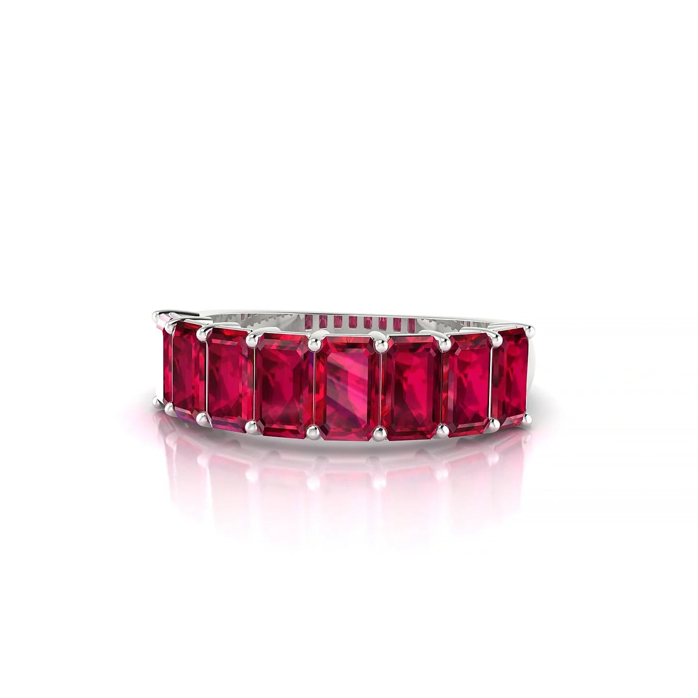 Faith | 18k White Gold 5 x 3 mm Emerald Ruby Ring