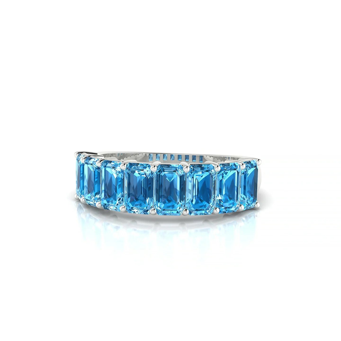 Faith | 18k White Gold 5 x 3 mm Emerald Topaz Ring
