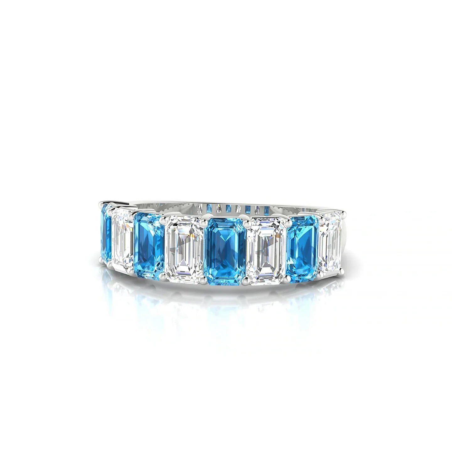 Faith | 18k White Gold 5 x 3 mm Emerald Topaz & Diamond Ring