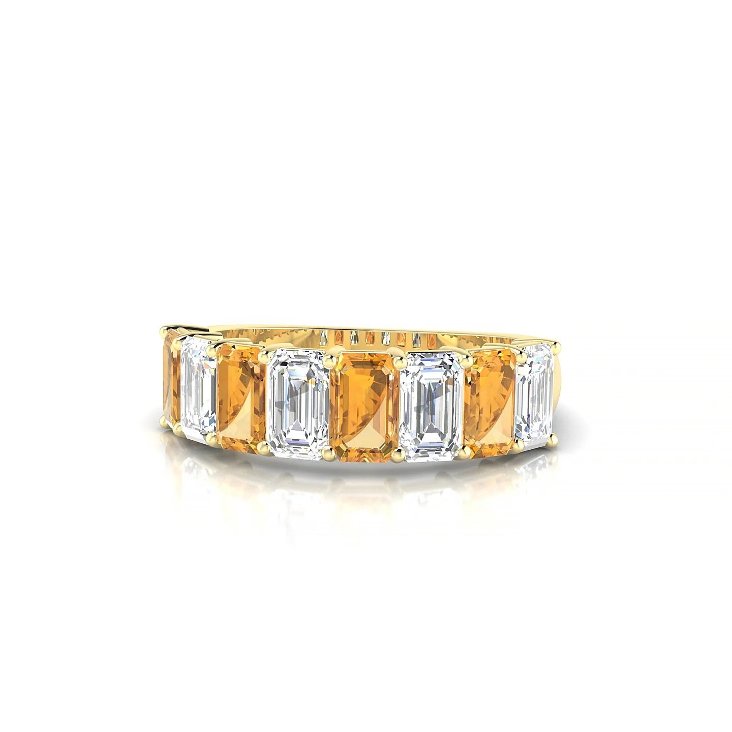 Faith | 18k Yellow Gold 5 x 3 mm Emerald Citrine & Diamond Ring
