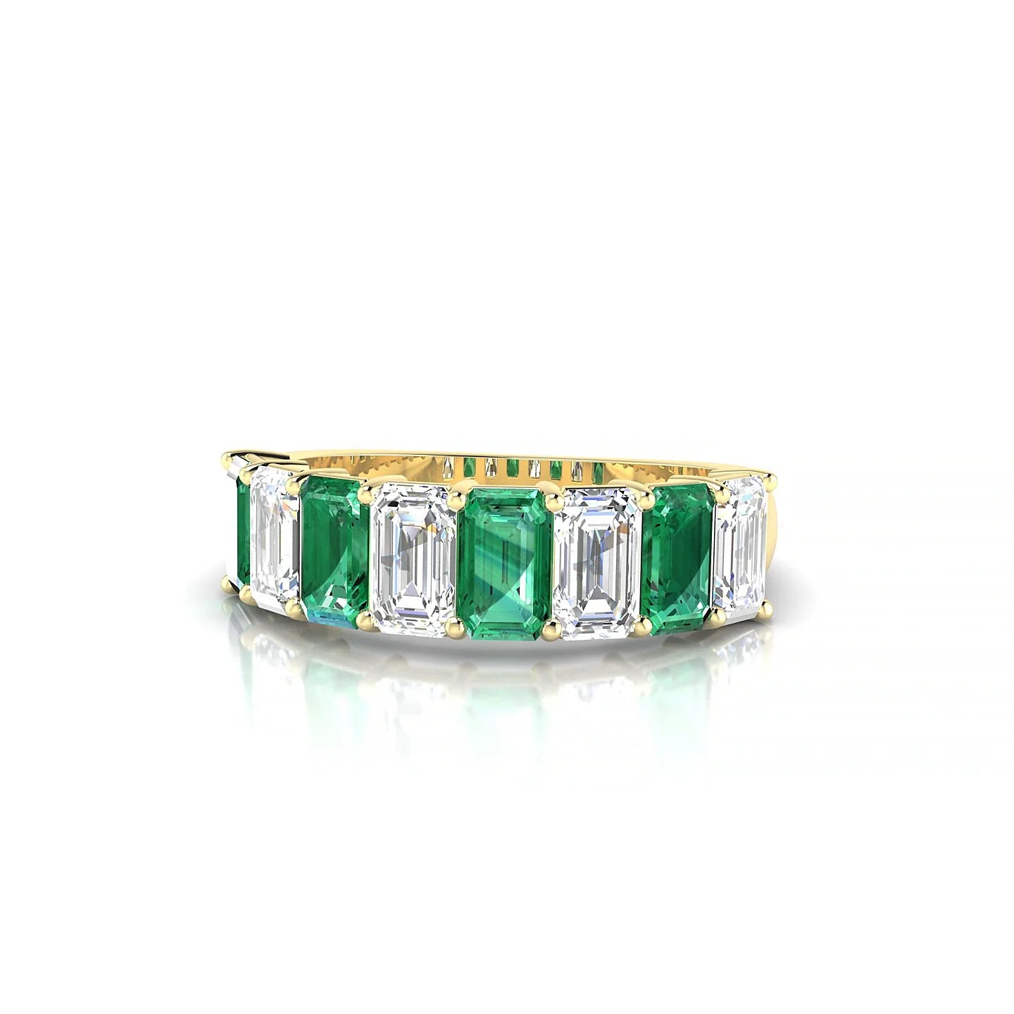 Faith | 18k Yellow Gold 5 x 3 mm Emerald Emerald & Diamond Ring