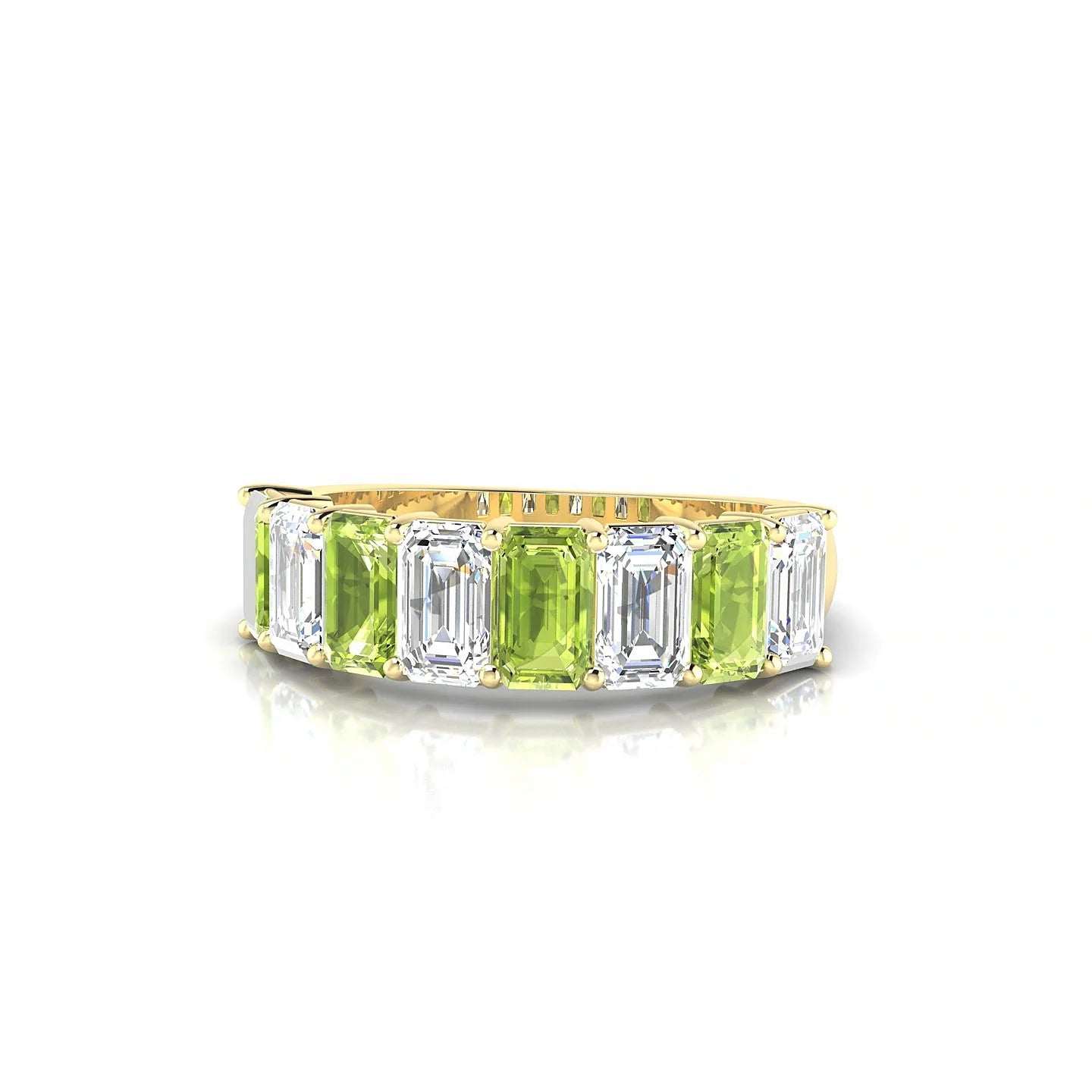 Faith | 18k Yellow Gold 5 x 3 mm Emerald Peridot & Diamond Ring