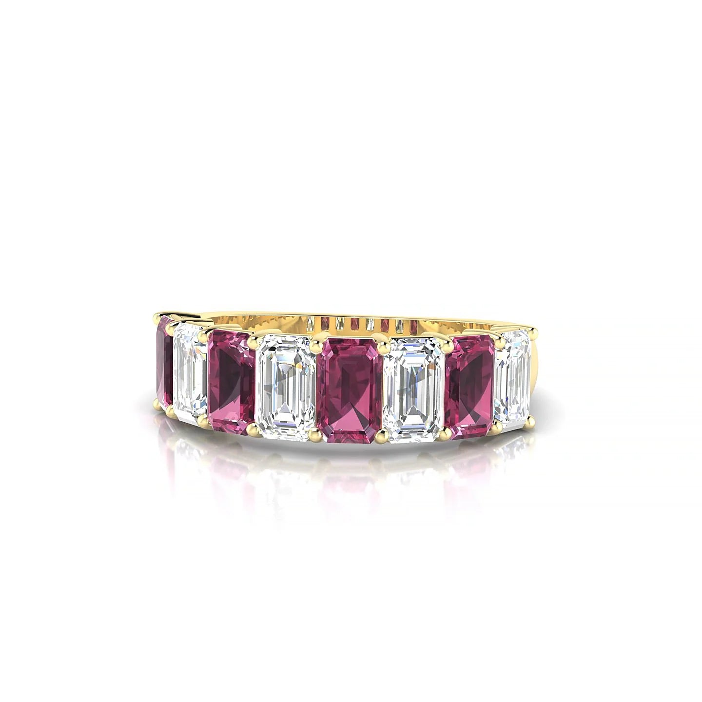 Faith | 18k Yellow Gold 5 x 3 mm Emerald Rhodolite & Diamond Ring