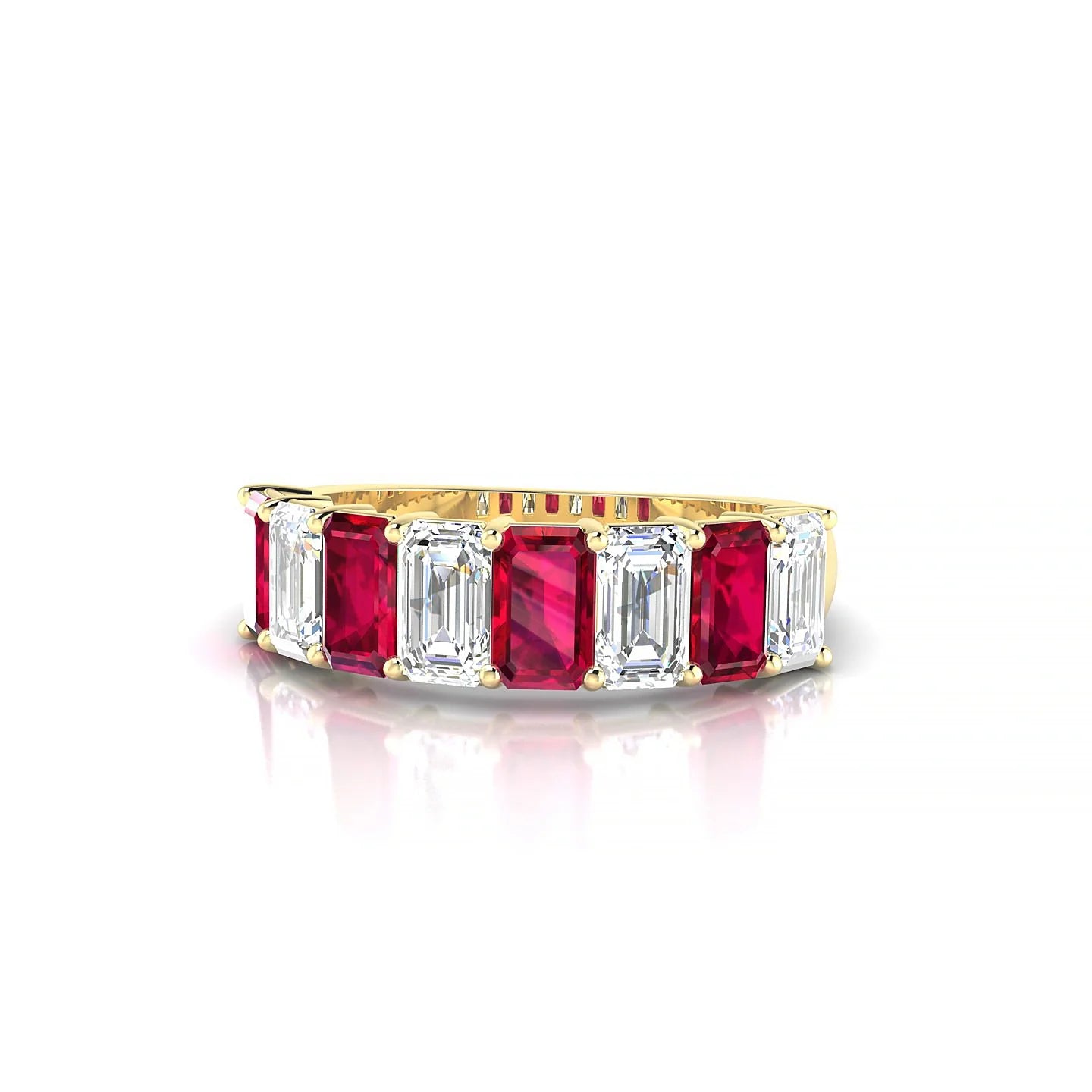 Faith | 18k Yellow Gold 5 x 3 mm Emerald Ruby & Diamond Ring