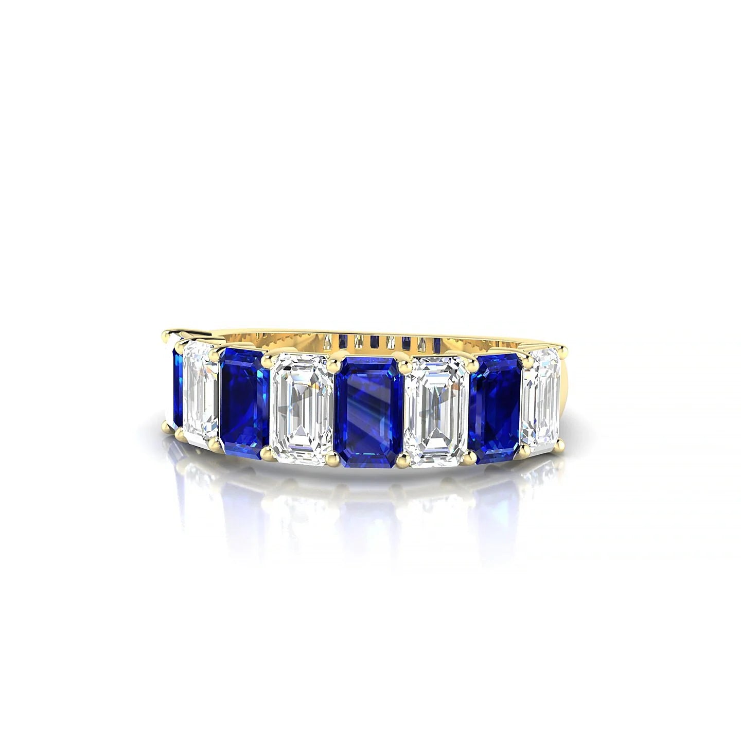 Faith | 18k Yellow Gold 5 x 3 mm Emerald Sapphire & Diamond Ring