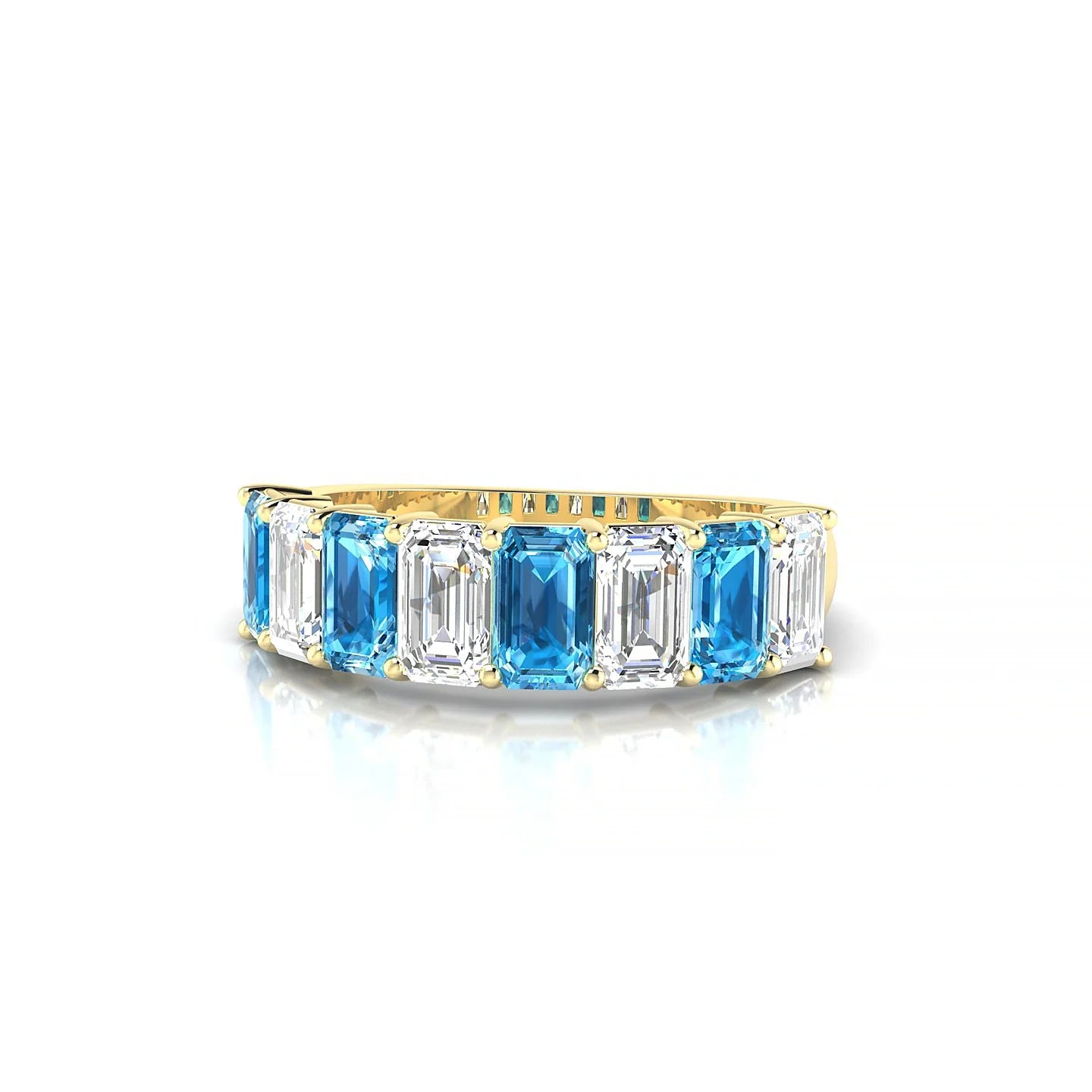 Faith | 18k Yellow Gold 5 x 3 mm Emerald Topaz & Diamond Ring