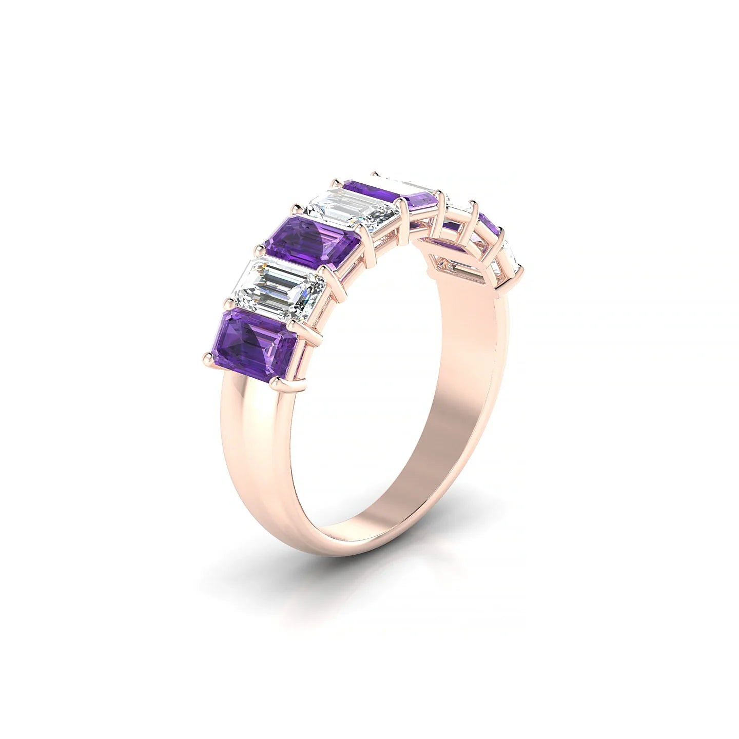 Faith | 18k Rose Gold 5 x 3 mm Emerald Amethyst & Diamond Ring