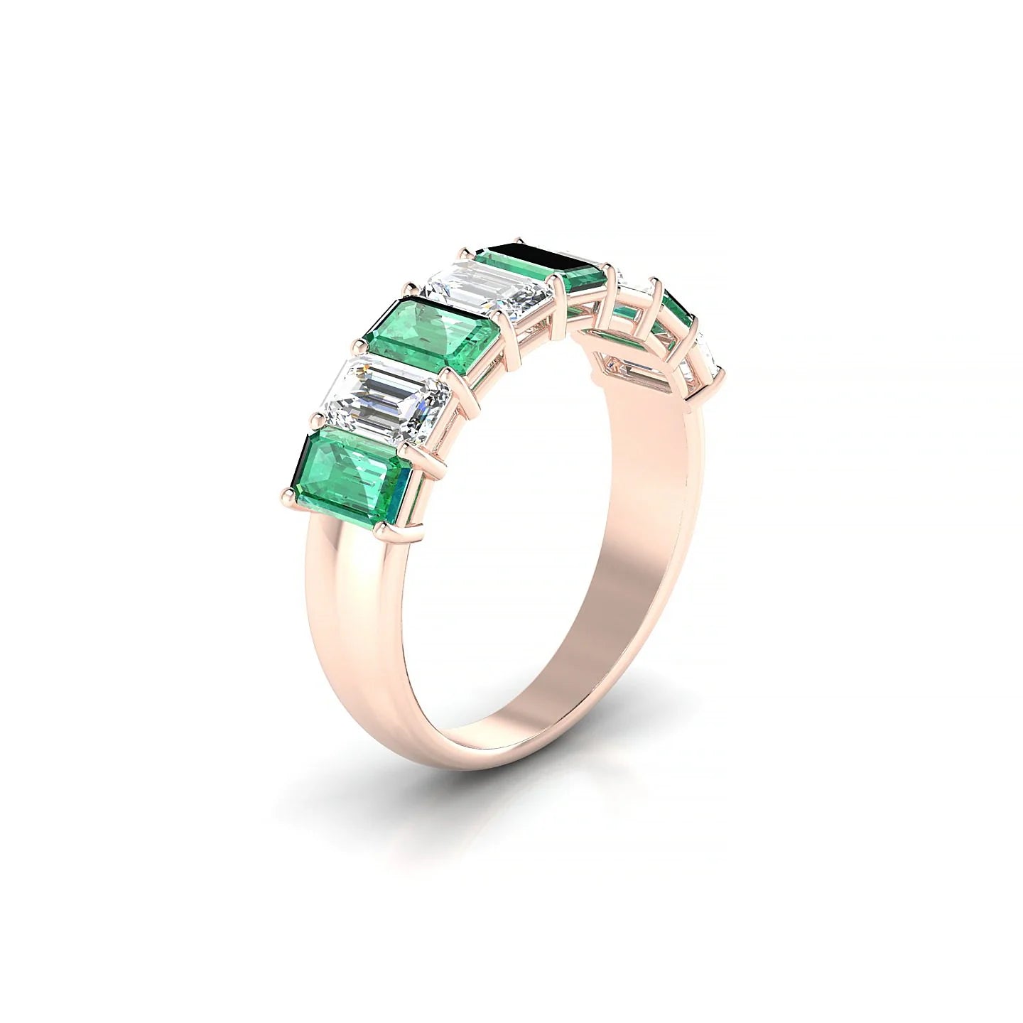 Faith | 18k Rose Gold 5 x 3 mm Emerald Emerald & Diamond Ring