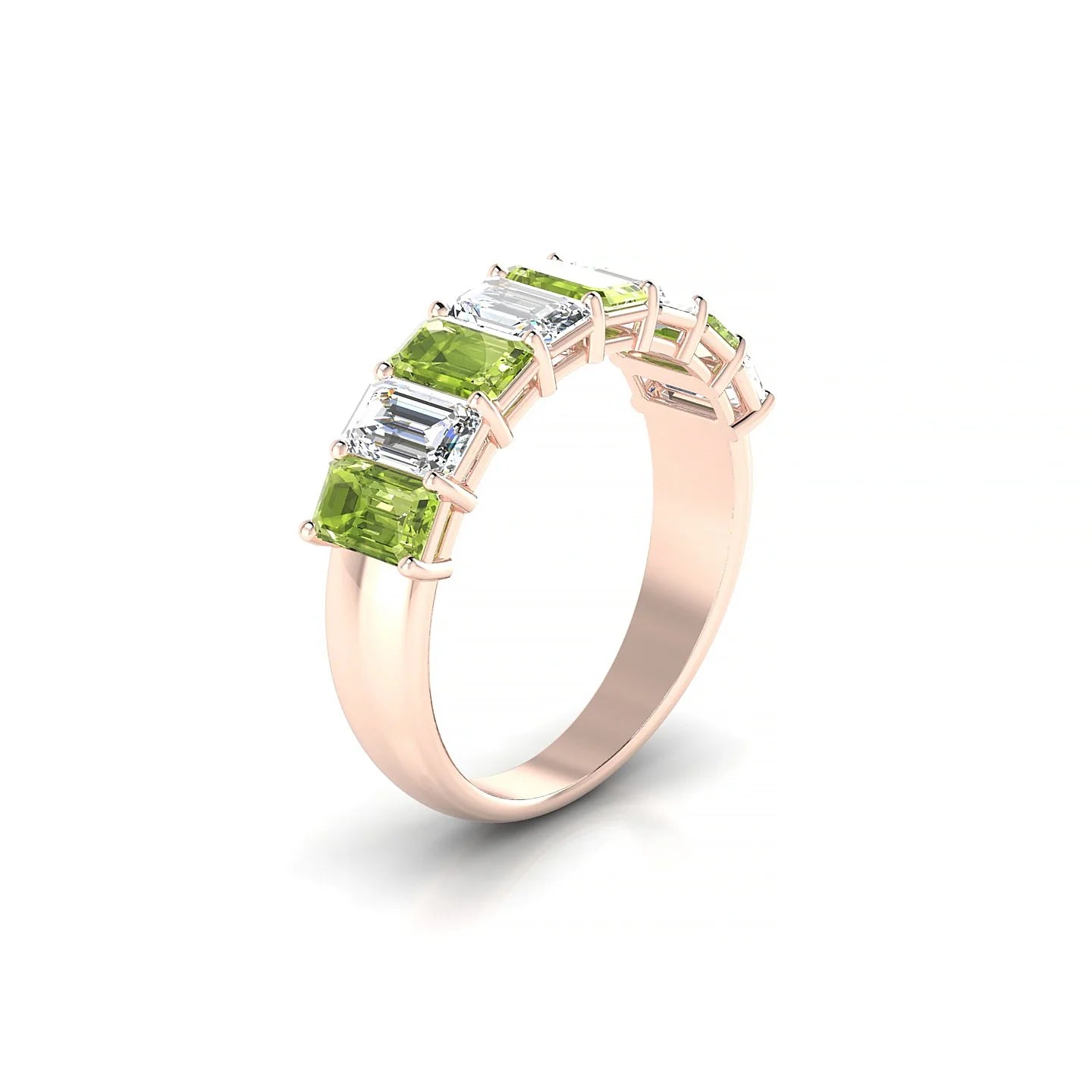Faith | 18k Rose Gold 5 x 3 mm Emerald Peridot & Diamond Ring