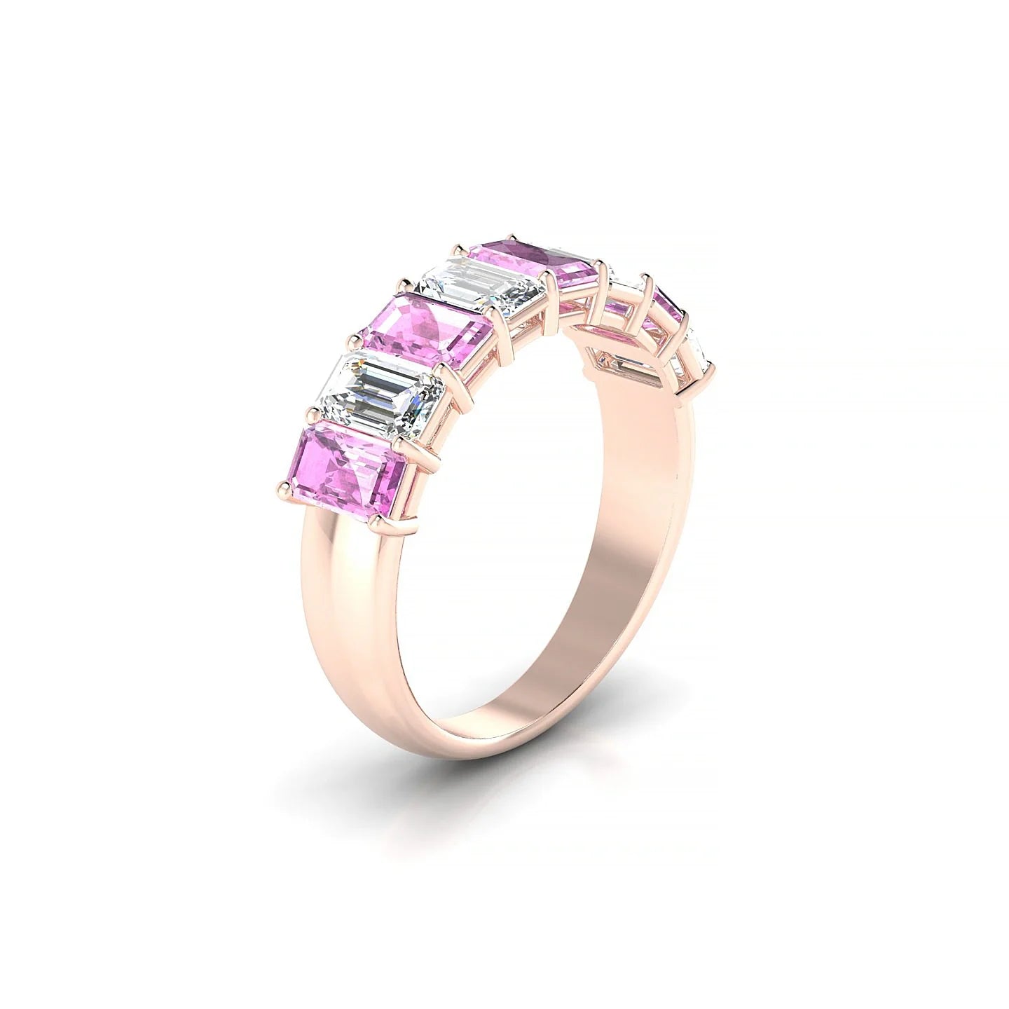 Faith | 18k Rose Gold 5 x 3 mm Emerald Pink Sapphire & Diamond Ring