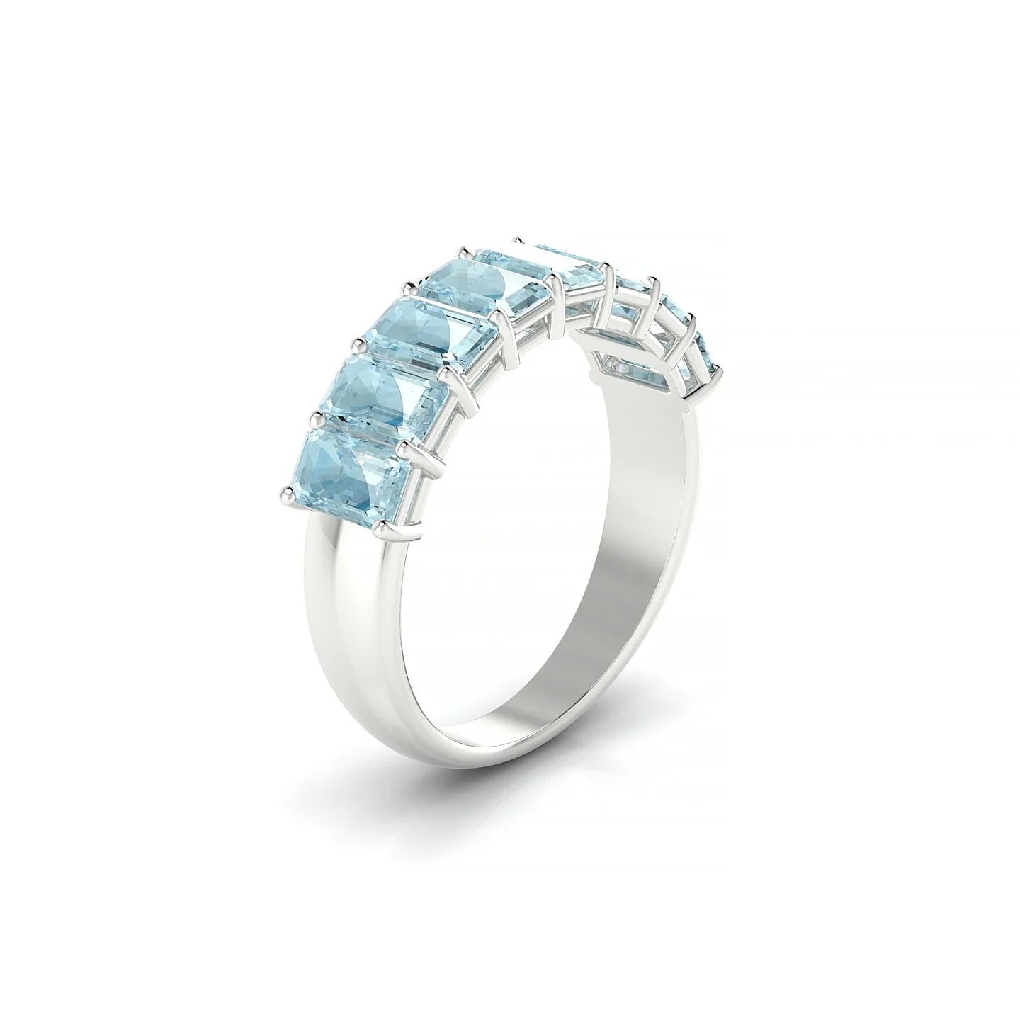 Faith | 18k White Gold 5 x 3 mm Emerald Aquamarine Ring