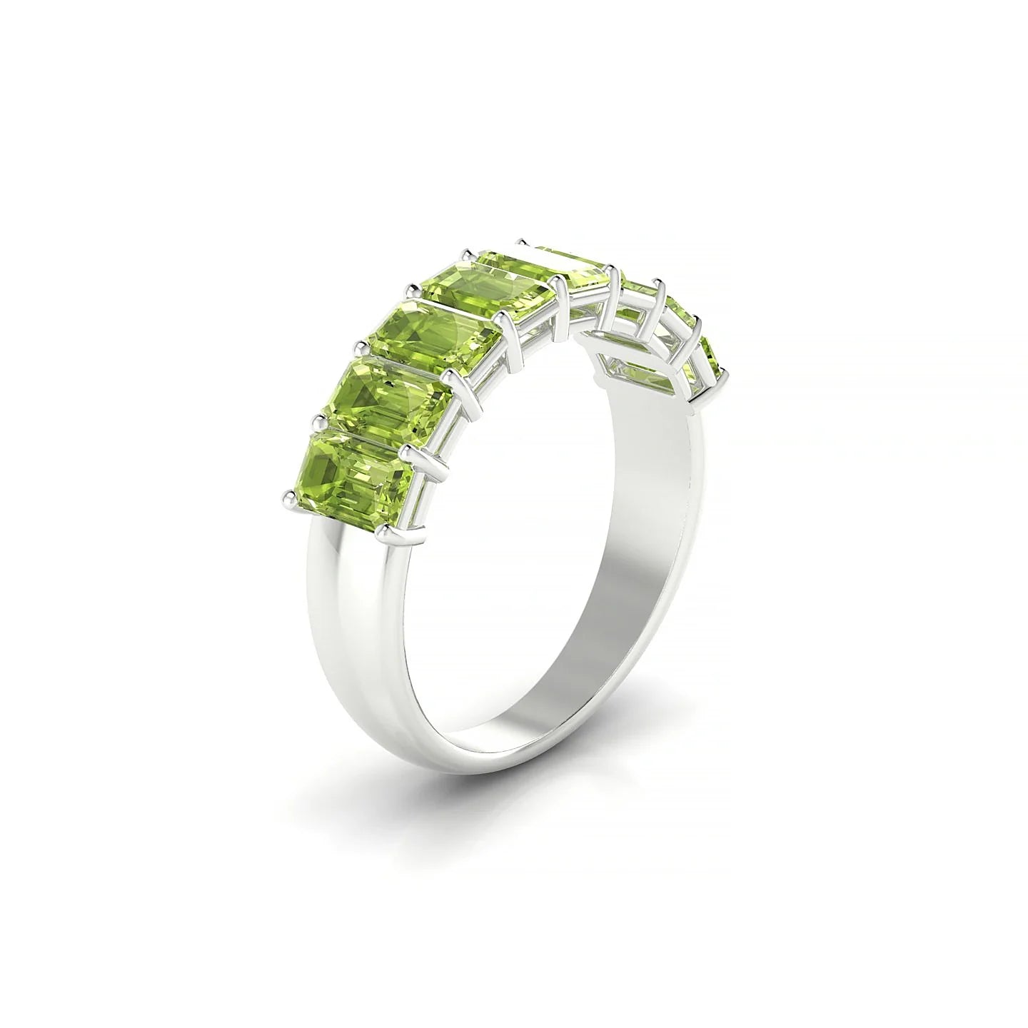 Faith | 18k White Gold 5 x 3 mm Emerald Peridot Ring