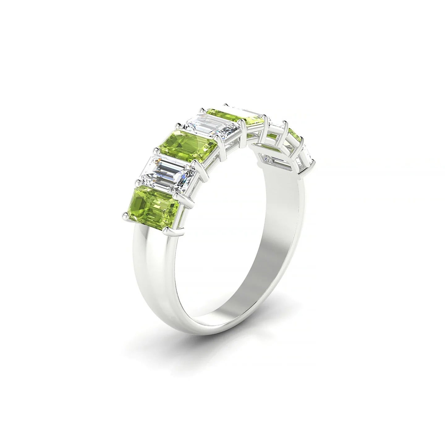 Faith | 18k White Gold 5 x 3 mm Emerald Peridot & Diamond Ring