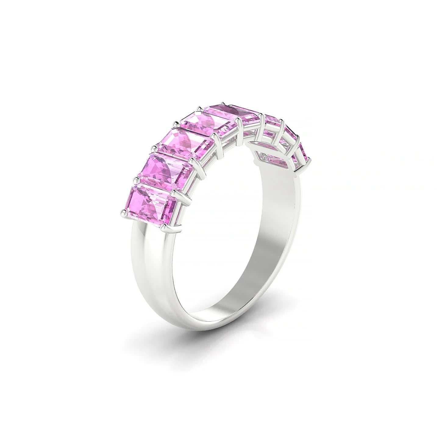 Faith | 18k White Gold 5 x 3 mm Emerald Pink Sapphire Ring