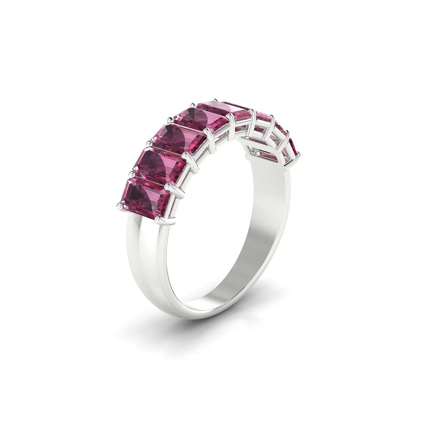 Faith | 18k White Gold 5 x 3 mm Emerald Rhodolite Ring