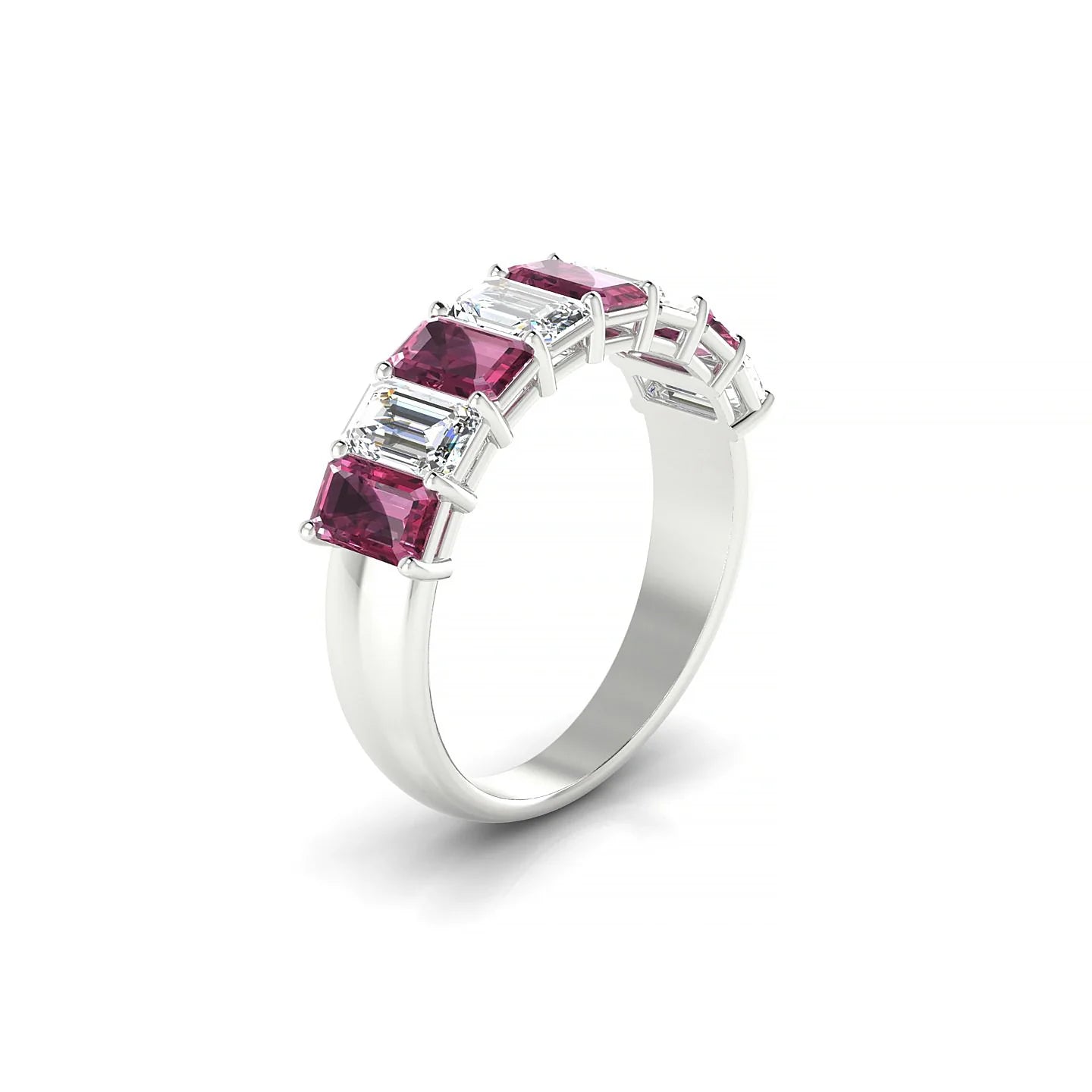 Faith | 18k White Gold 5 x 3 mm Emerald Rhodolite & Diamond Ring