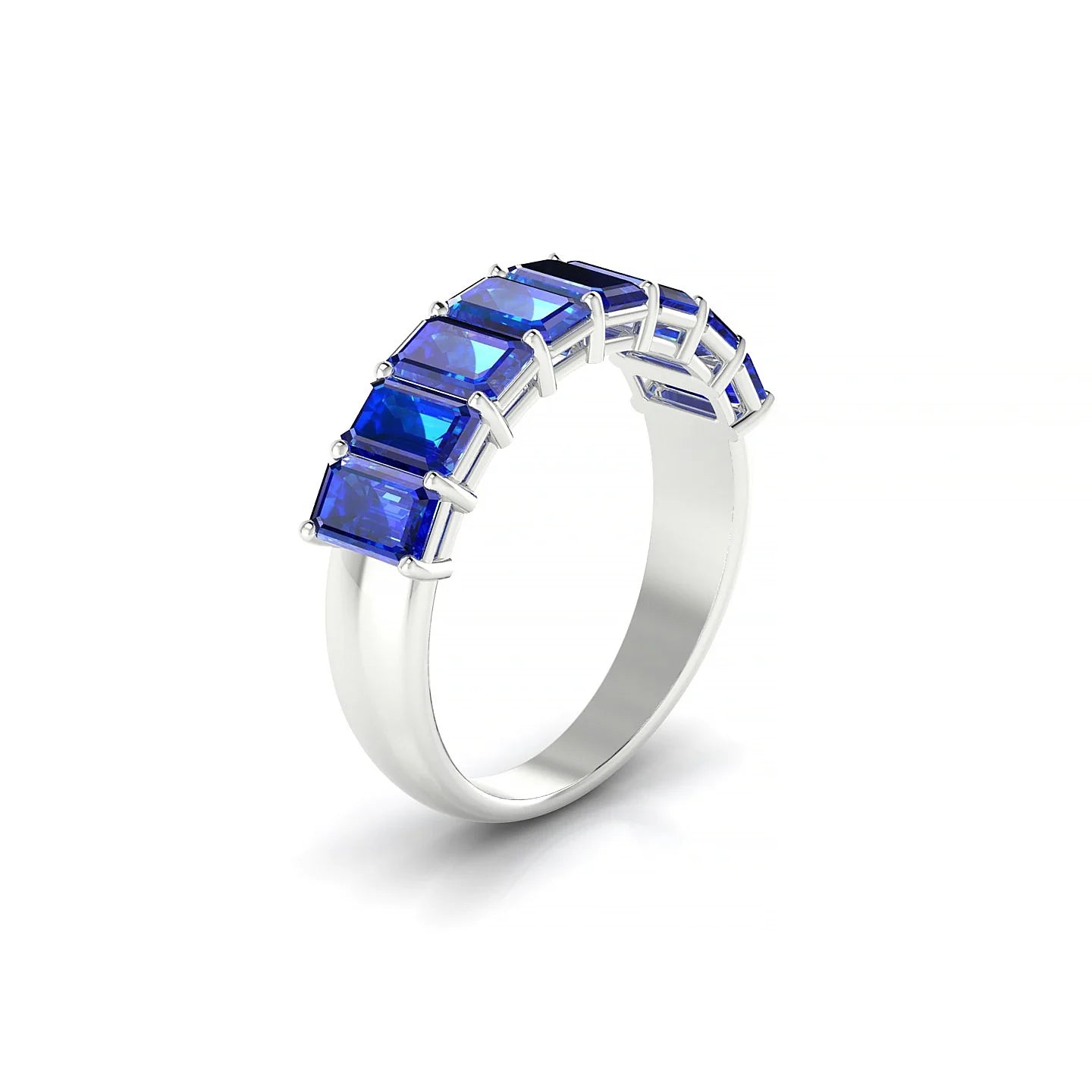 Faith | 18k White Gold 5 x 3 mm Emerald Sapphire Ring
