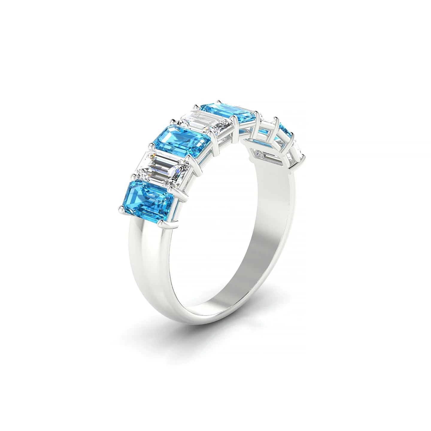 Faith | 18k White Gold 5 x 3 mm Emerald Topaz & Diamond Ring