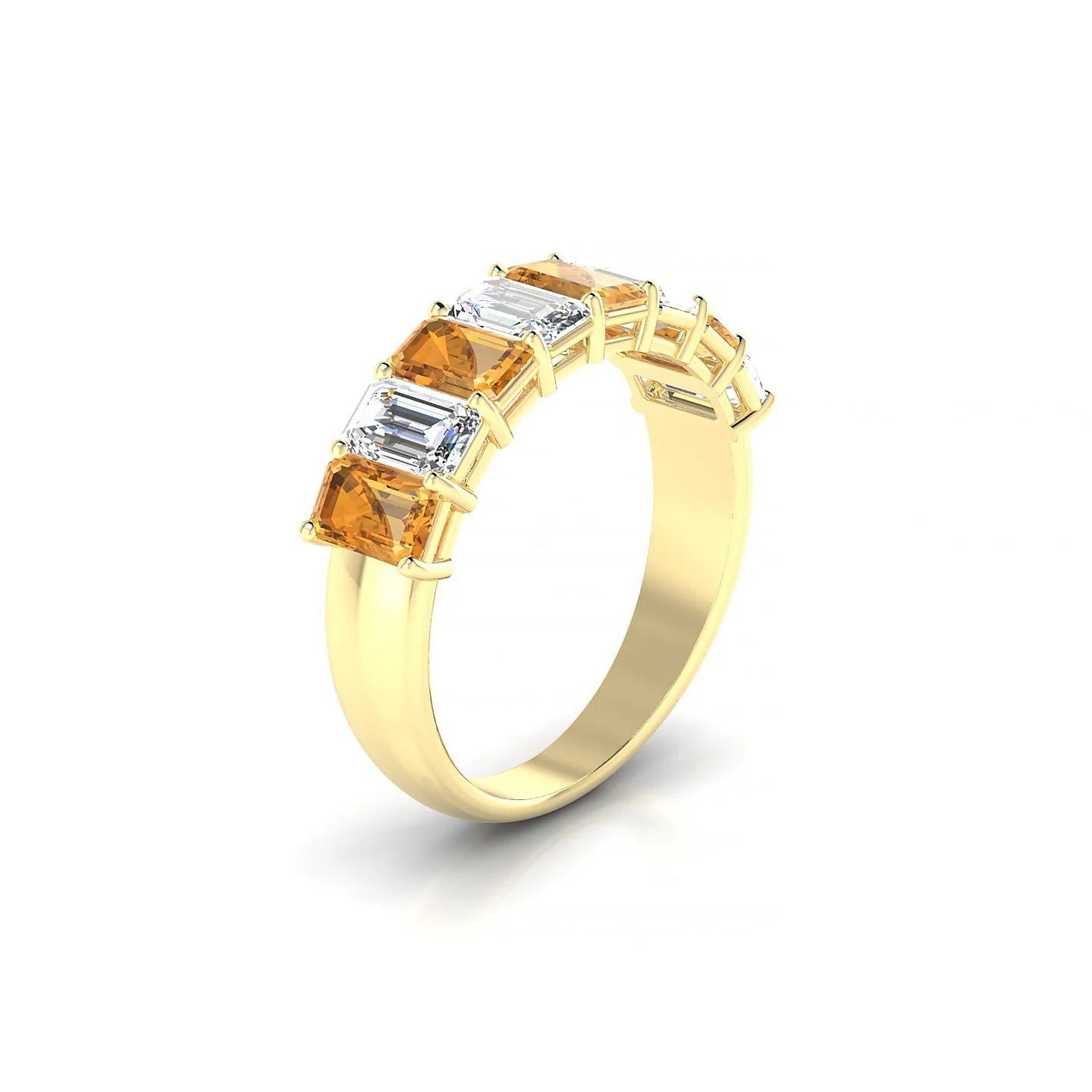 Faith | 18k Yellow Gold 5 x 3 mm Emerald Citrine & Diamond Ring