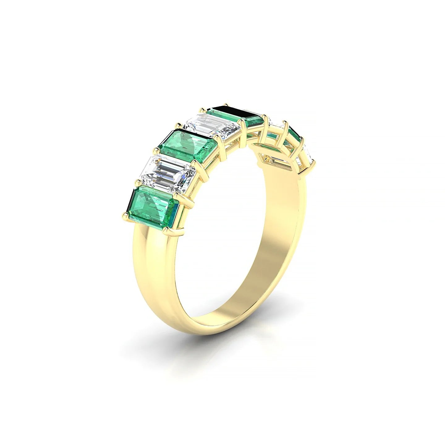 Faith | 18k Yellow Gold 5 x 3 mm Emerald Emerald & Diamond Ring