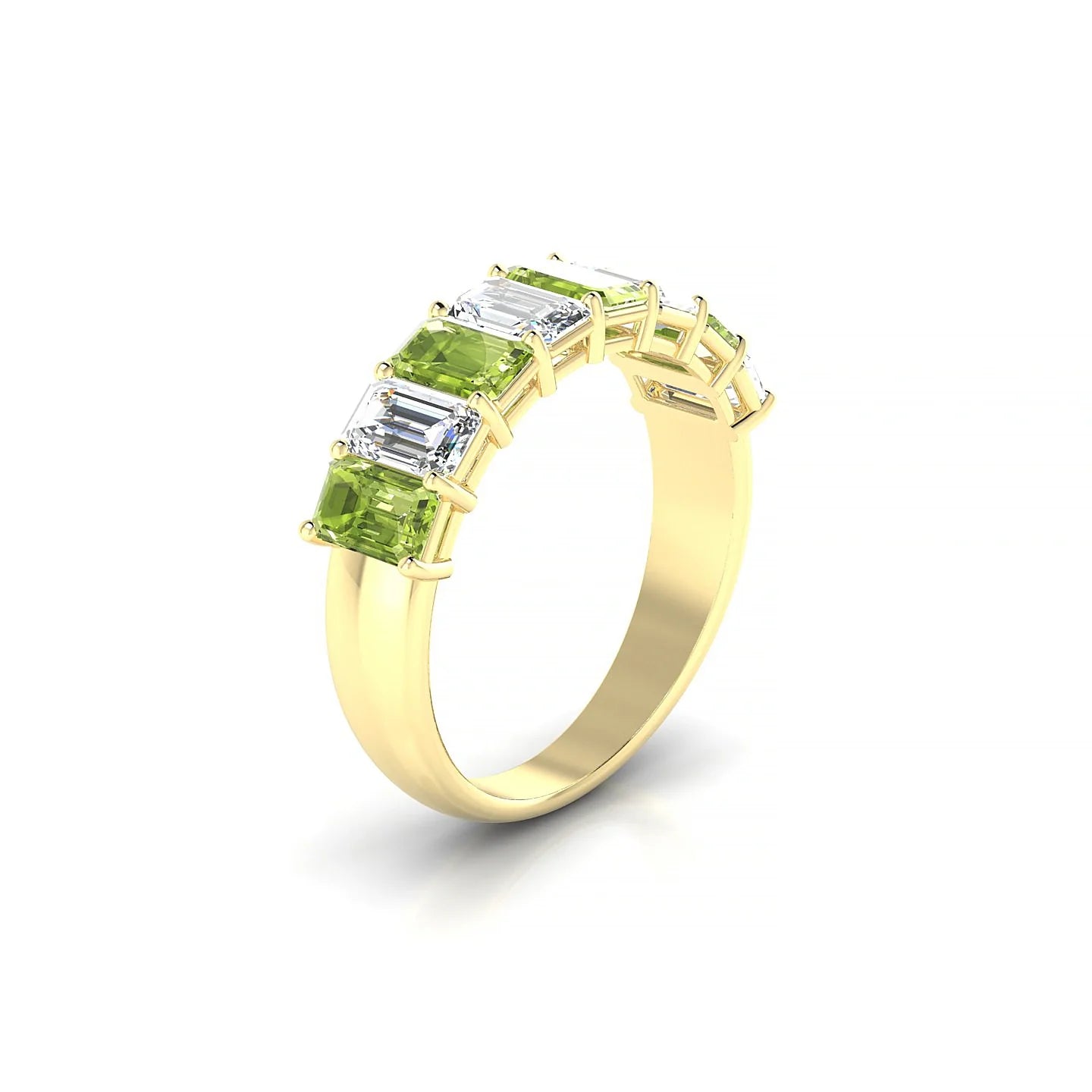 Faith | 18k Yellow Gold 5 x 3 mm Emerald Peridot & Diamond Ring