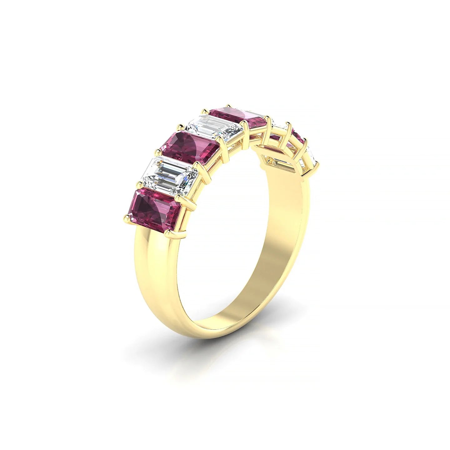 Faith | 18k Yellow Gold 5 x 3 mm Emerald Rhodolite & Diamond Ring