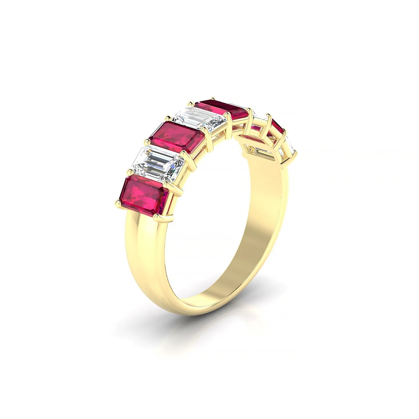 Faith | 18k Yellow Gold 5 x 3 mm Emerald Ruby & Diamond Ring