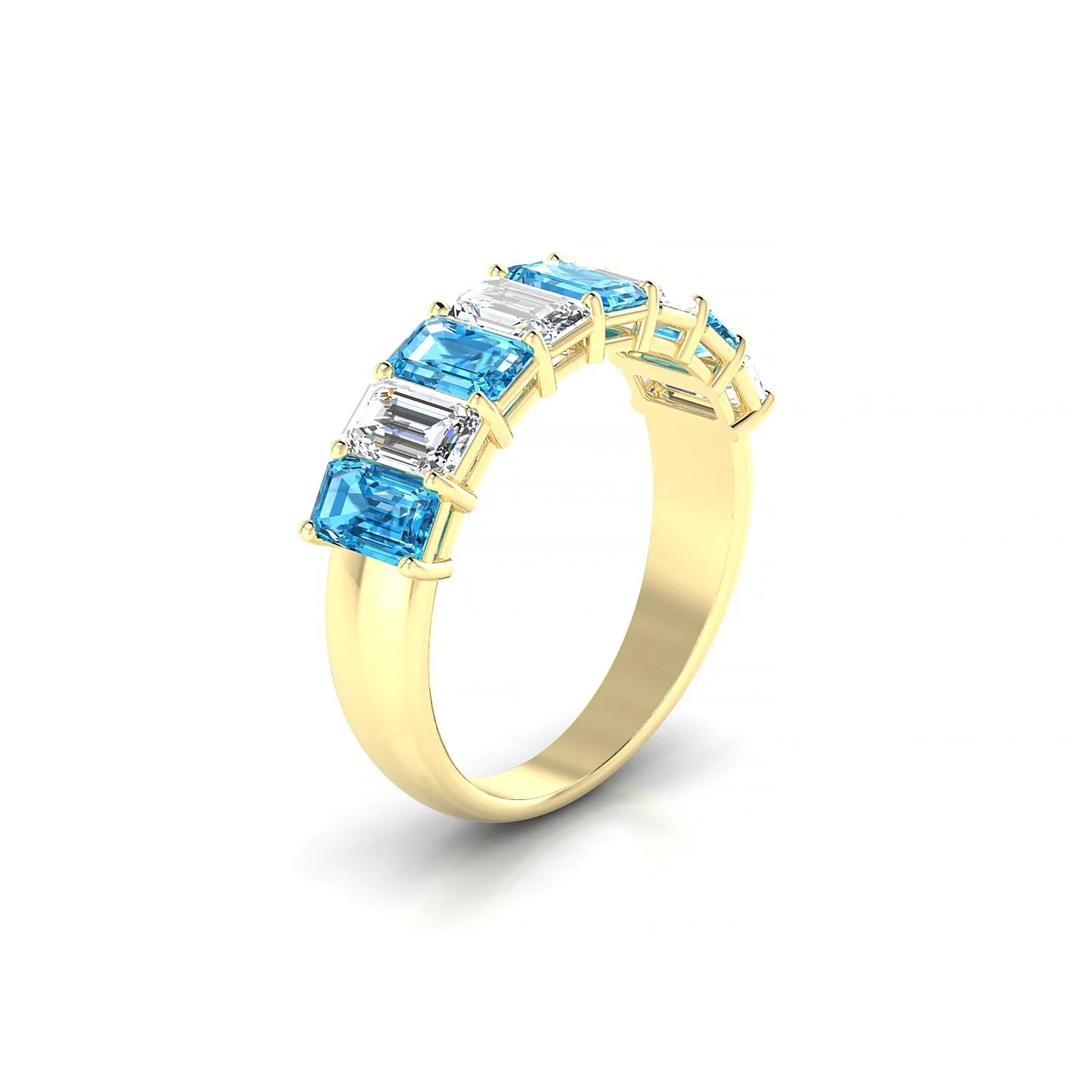 Faith | 18k Yellow Gold 5 x 3 mm Emerald Topaz & Diamond Ring