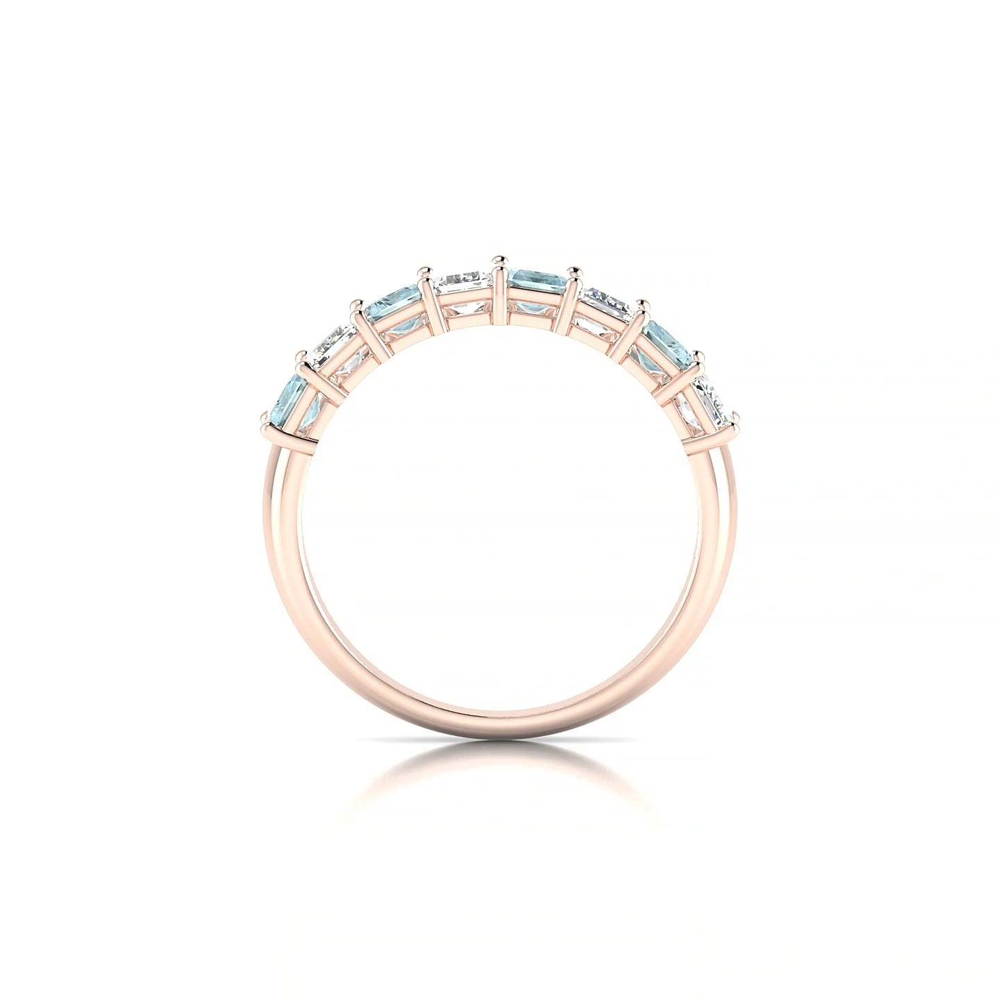 Faith | 18k Rose Gold 5 x 3 mm Emerald Aquamarine & Diamond Ring