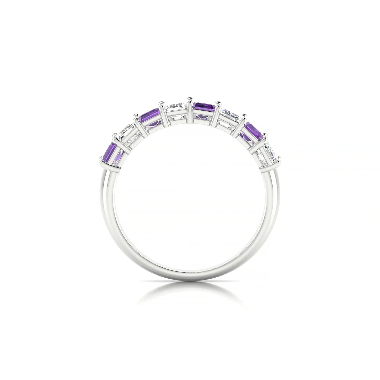 Faith | 18k White Gold 5 x 3 mm Emerald Amethyst & Diamond Ring