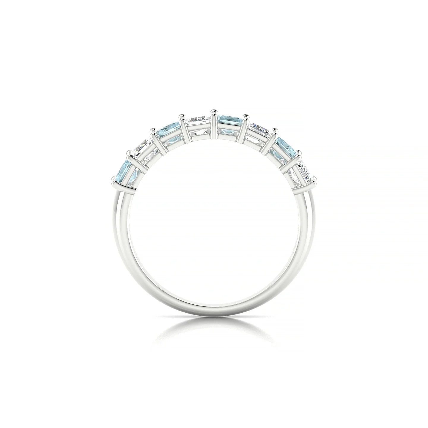 Faith | 18k White Gold 5 x 3 mm Emerald Aquamarine & Diamond Ring