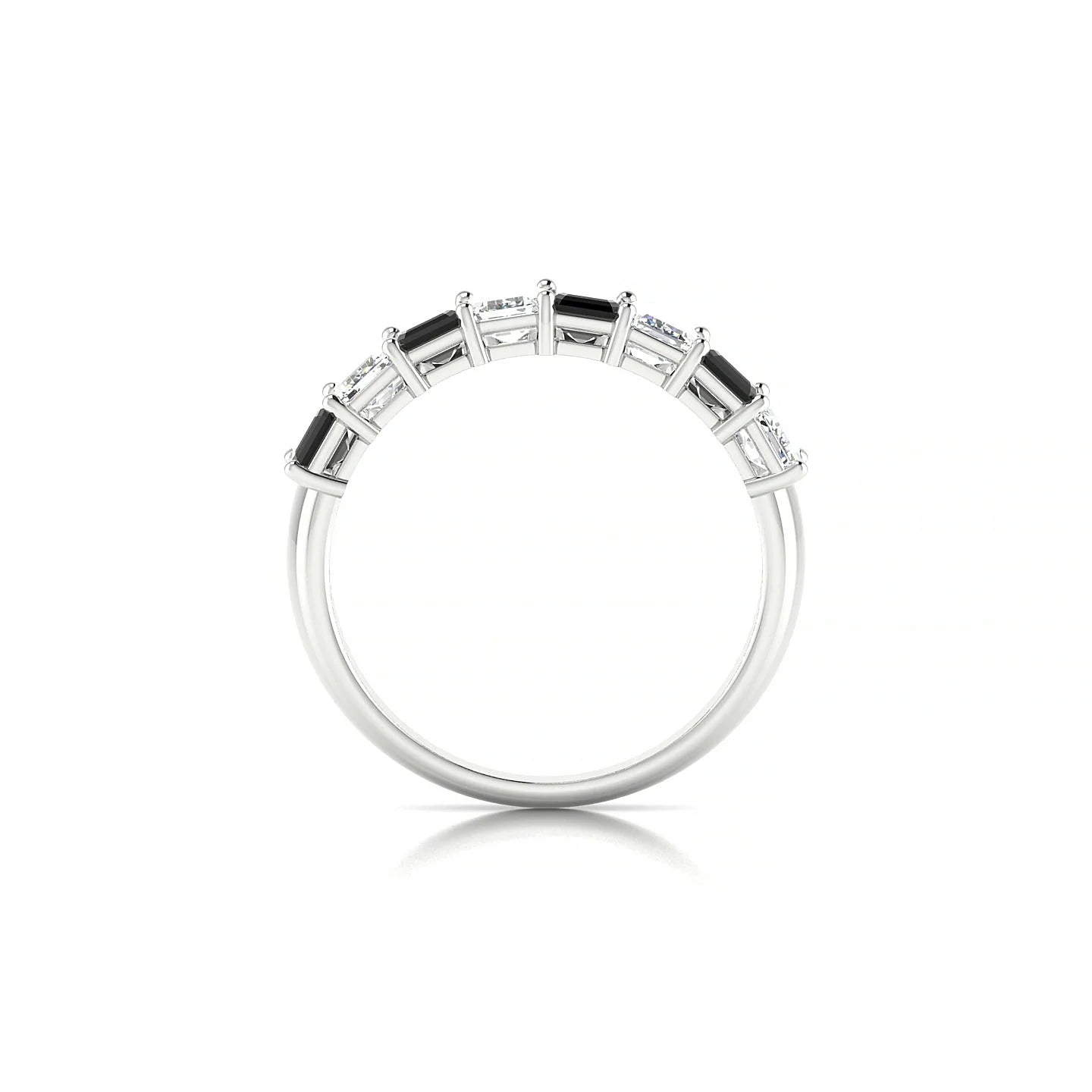 Faith | 18k White Gold 5 x 3 mm Emerald Black Diamond & Diamond Ring